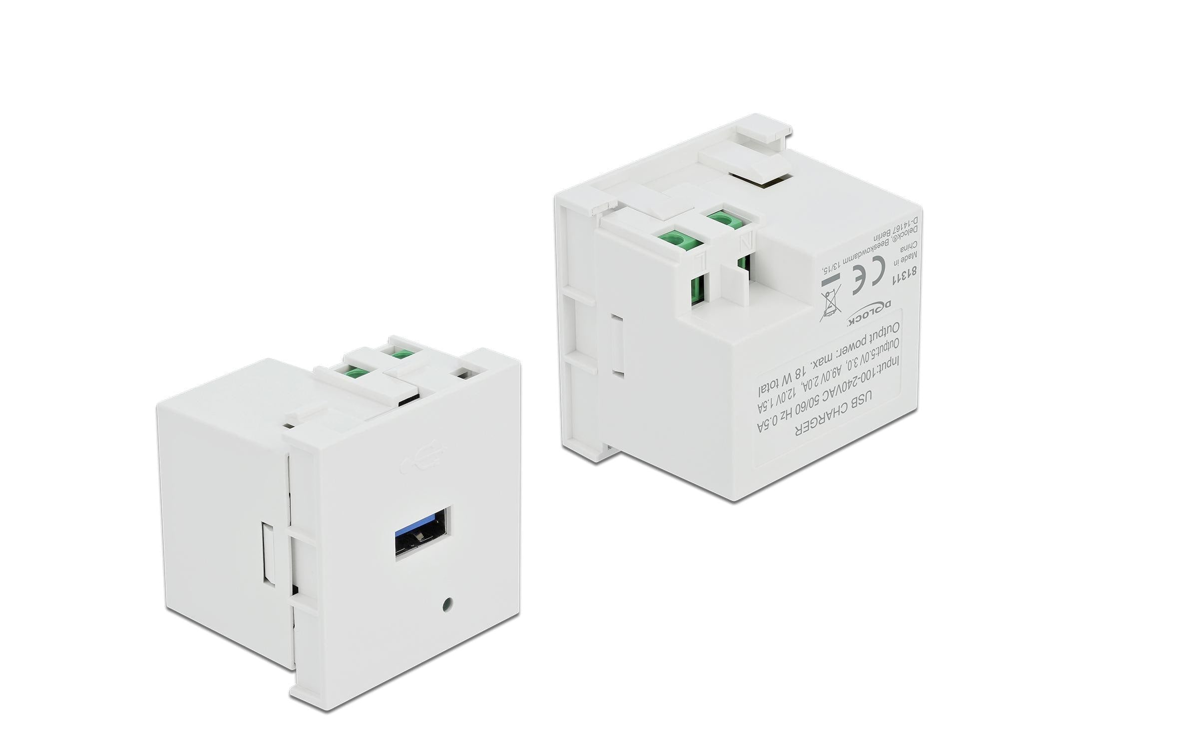 Delock Easy 45 USB Ladeportmodul USB-A Buchse - Terminalblock