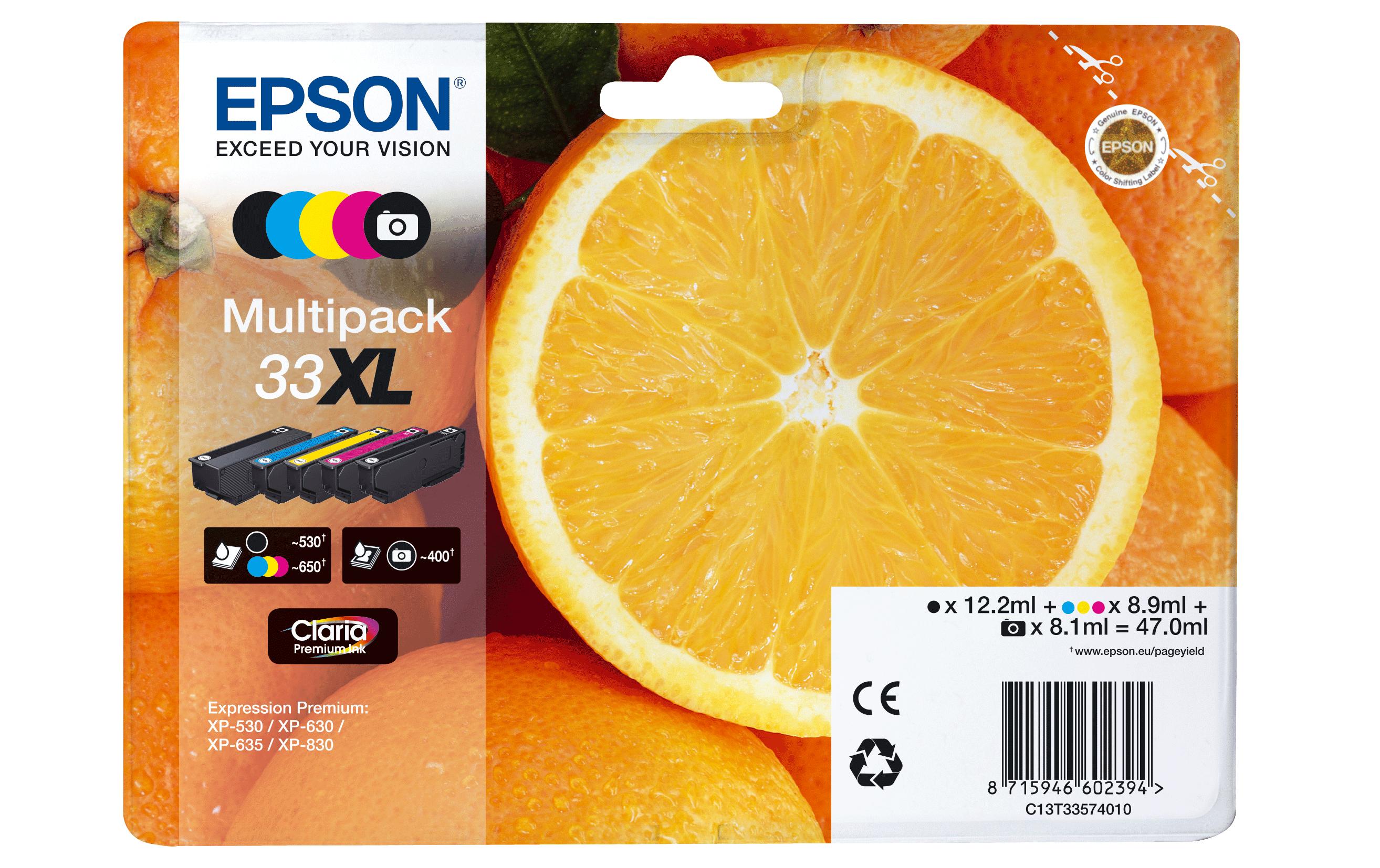 Epson Tinte Nr. 33XL / C13T33574011 BK, BK Photo, C, M, Y