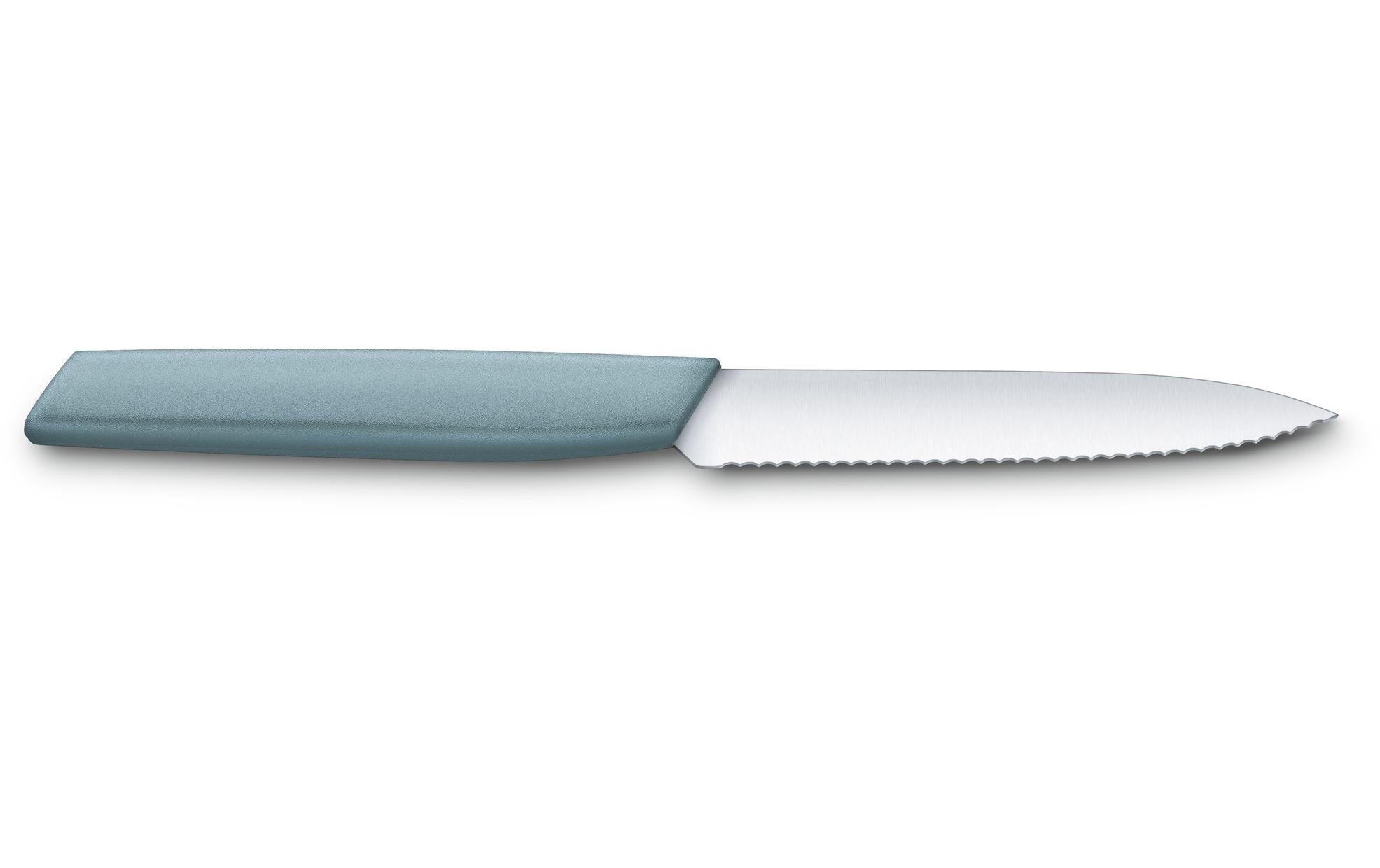 Victorinox Gemüsemesser Swiss Modern mit Wellenschliff 10 cm, Hellblau