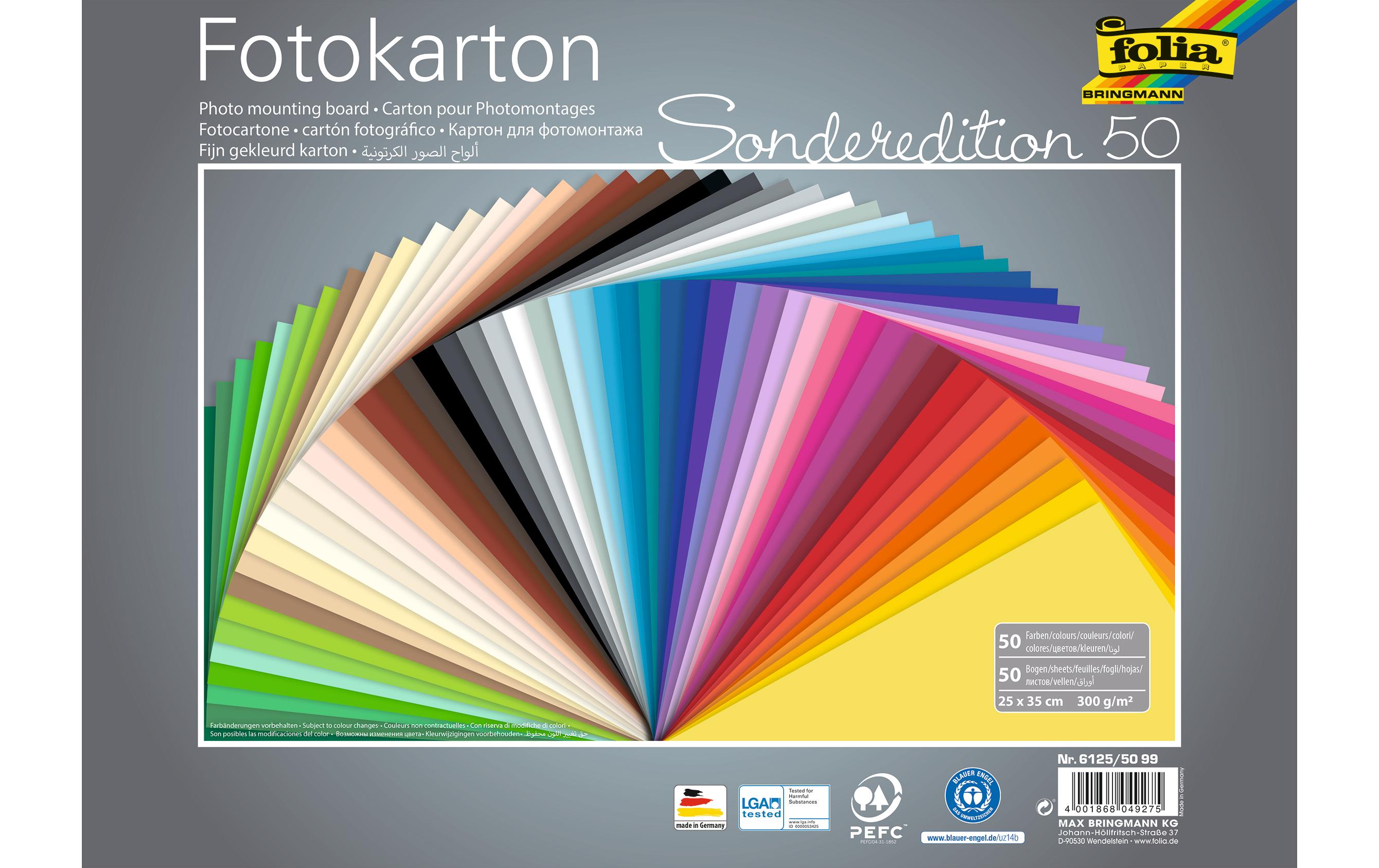 Folia Fotokarton 50er Pack sortiert Mehrfarbig