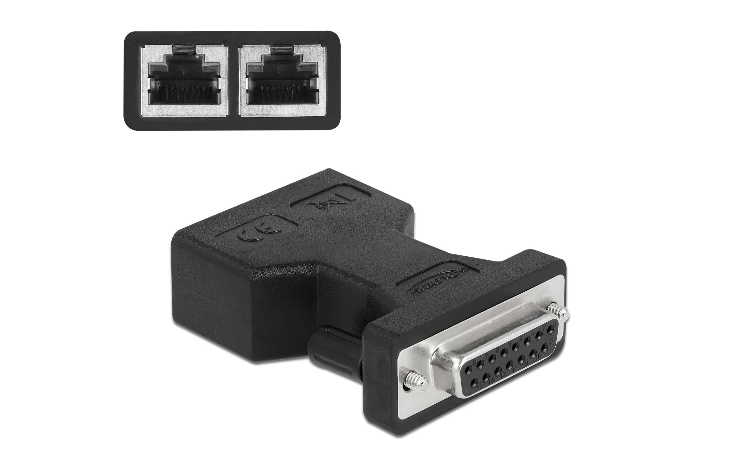 Delock Adapter D-Sub 15 Pin Buchse Gameport D-Sub 15 Pin - 2x RJ-45