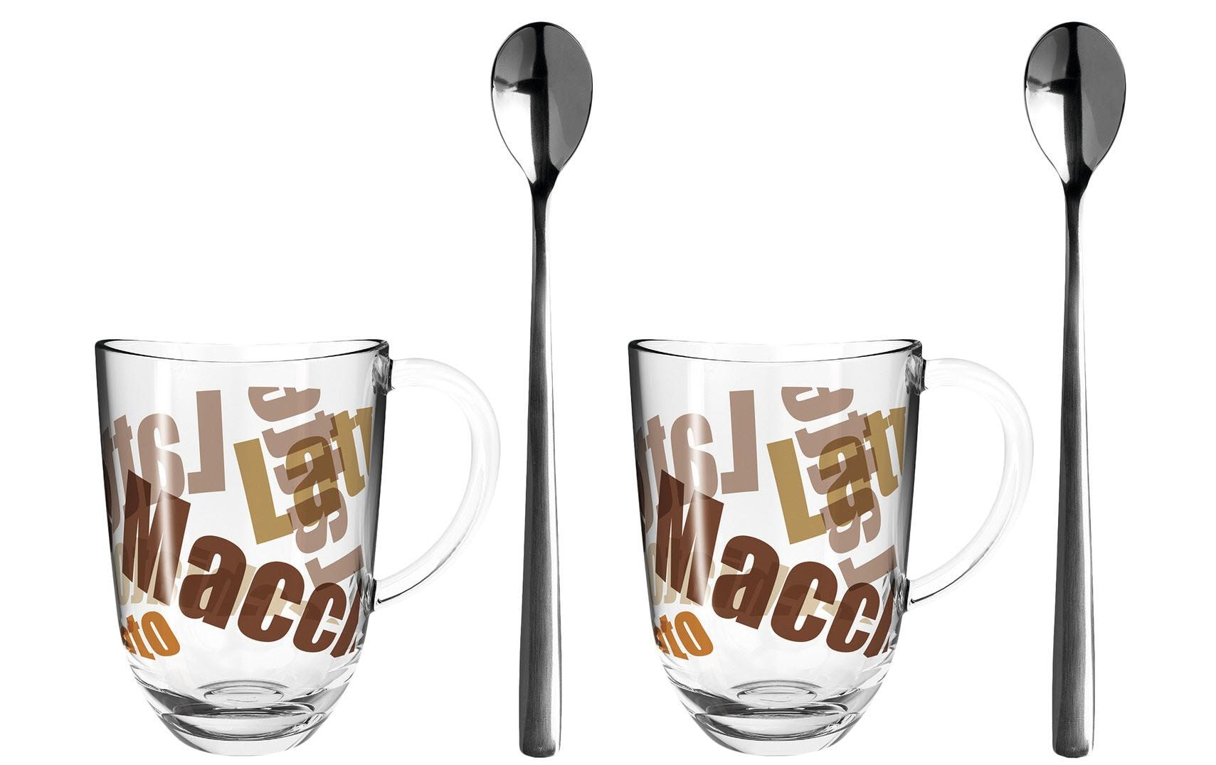 Leonardo Latte Macchiato Tasse Napoli mit Text und Löffel 380 ml