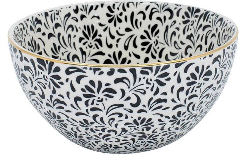 Kadastar Schale Metropolitan Floral 15 cm, Schwarz/Weiss