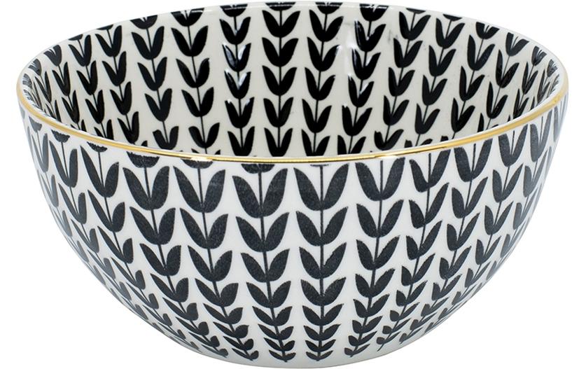 Kadastar Schale Metropolitan Leaves 15 cm, Schwarz/Weiss