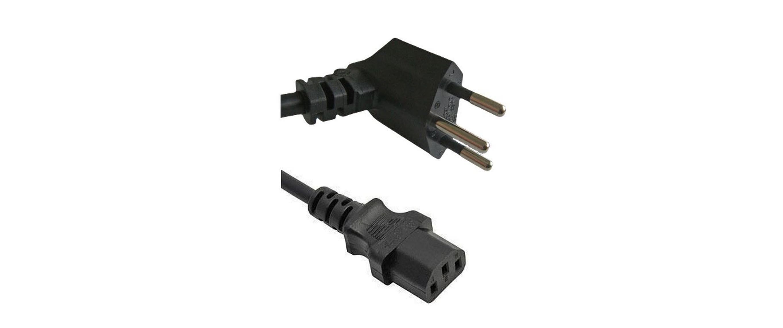 Diggelmann Netzkabel 2 m C13 - T12 90° Winkel, Schwarz