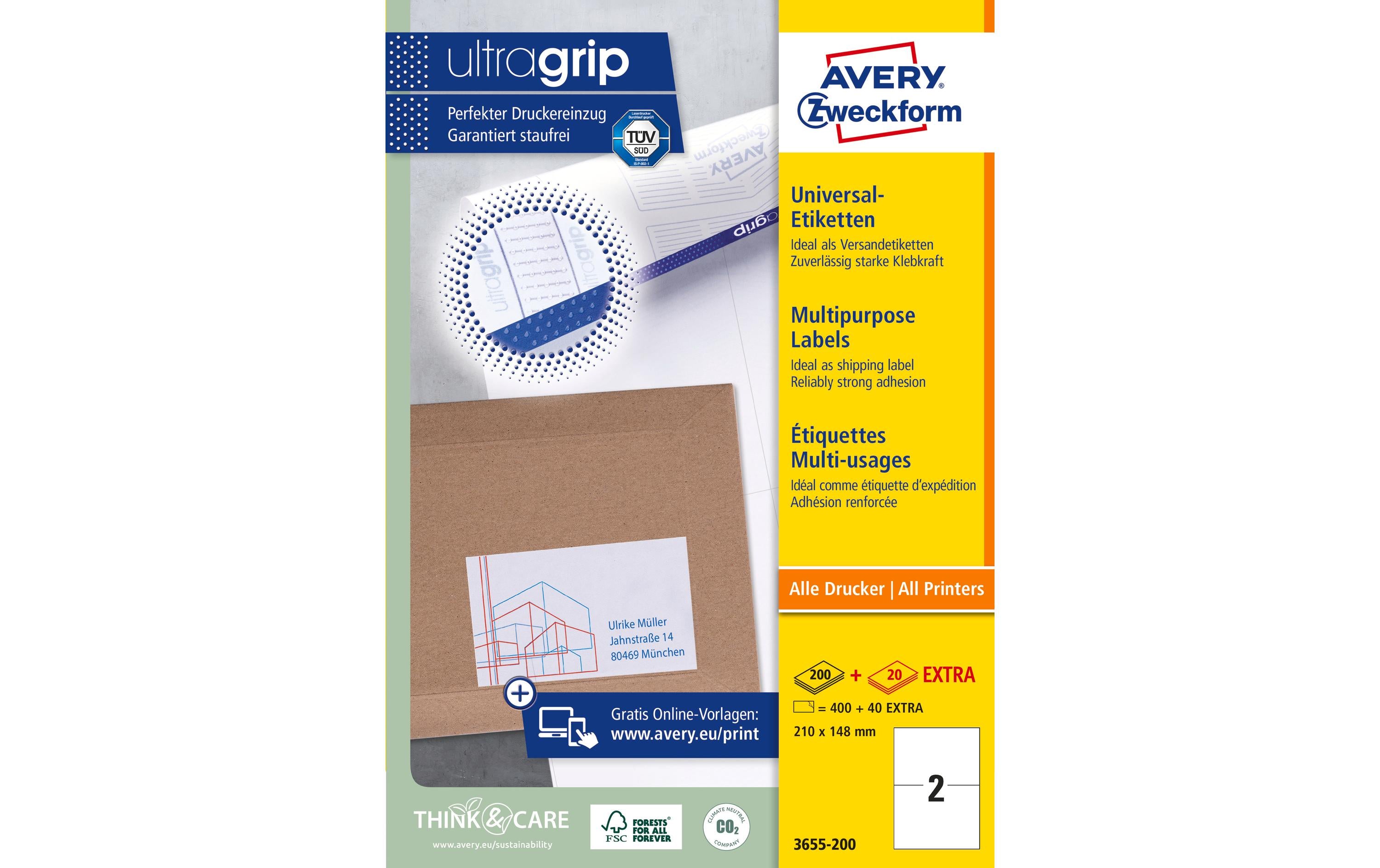 Avery Zweckform Universal-Etiketten 3655 210 x 148 mm, 220 Blatt