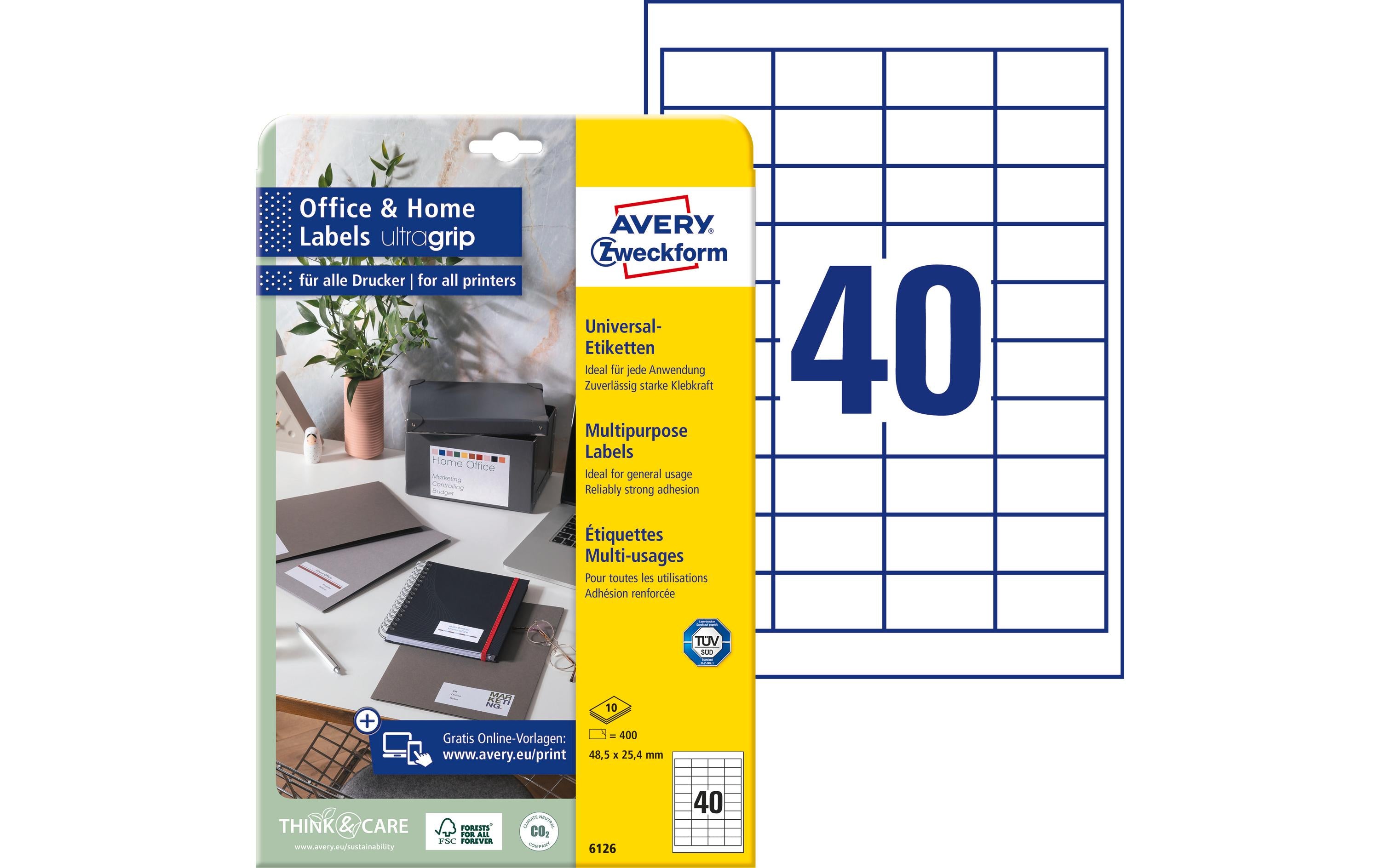 Avery Zweckform Universal-Etiketten 6126 48.5 x 25.4 mm, 10 Blatt