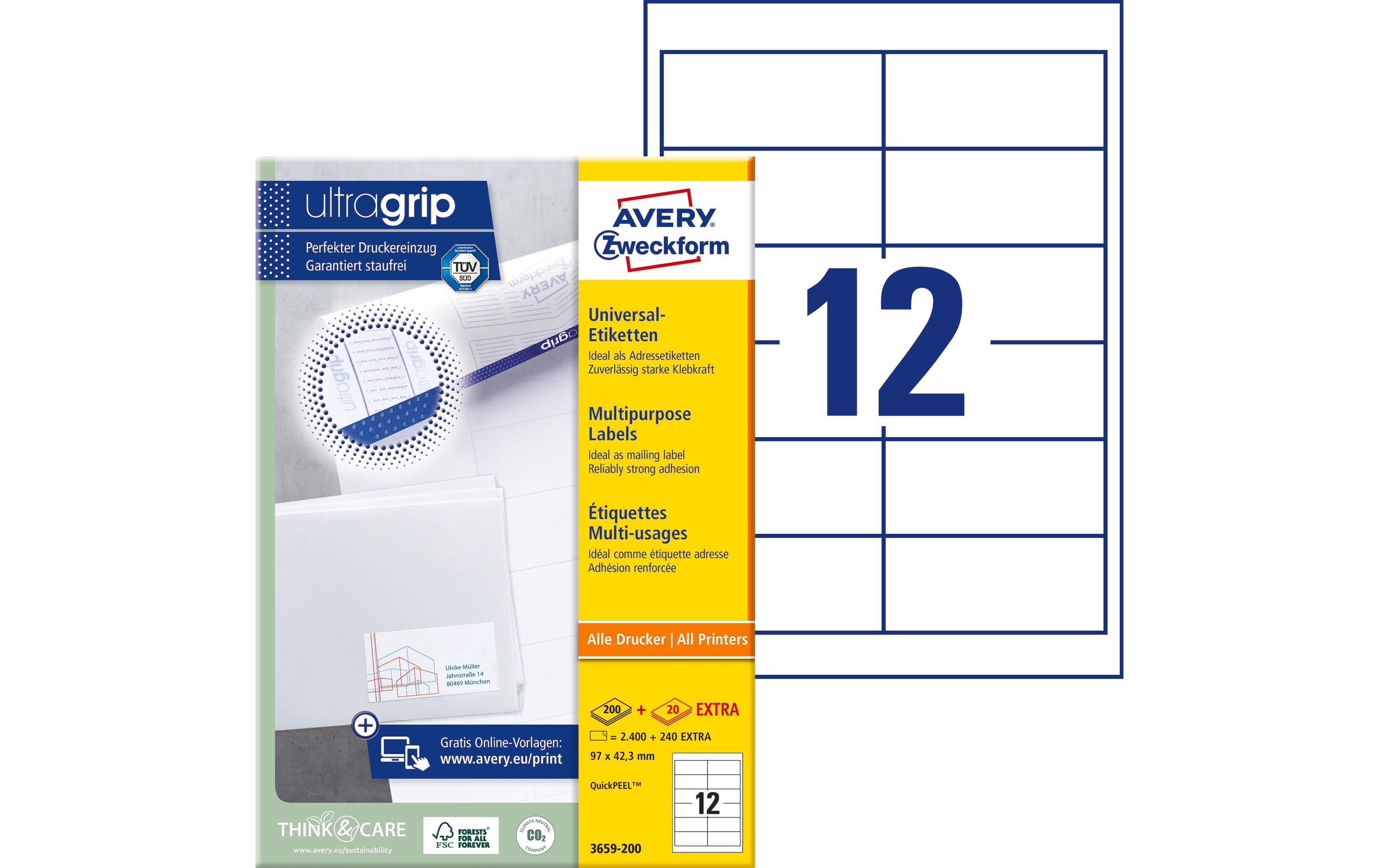 Avery Zweckform Universal-Etiketten 3659 97 mm, 220 Blatt