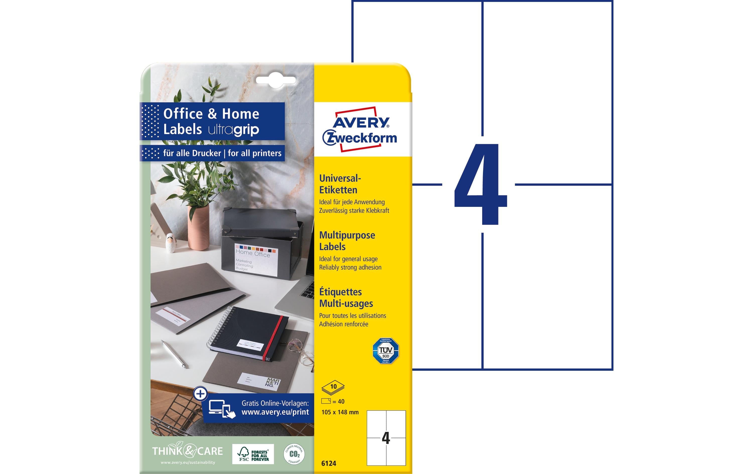 Avery Zweckform Universal-Etiketten 6124 105 x 148 mm, 10 Blatt