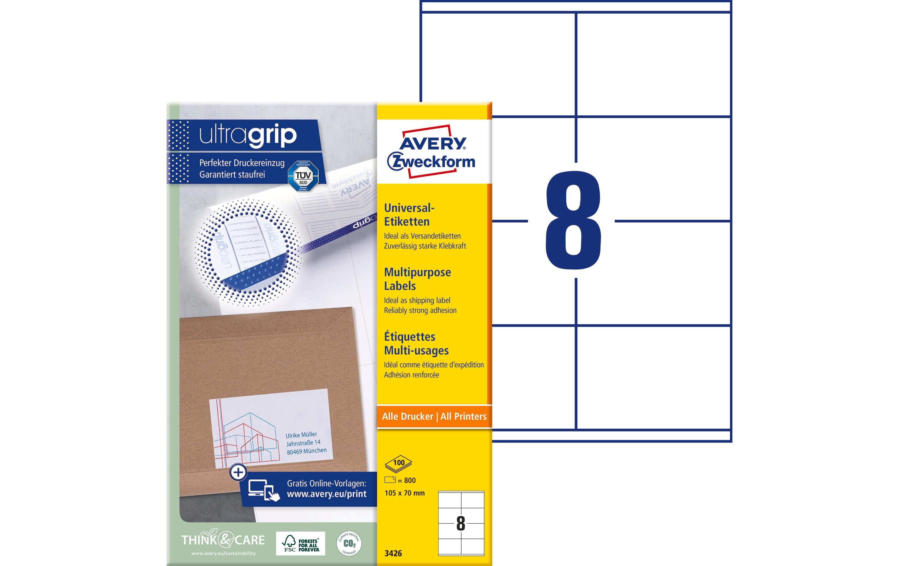Avery Zweckform Universal-Etiketten 3426 105 x 70 mm, 100 Blatt