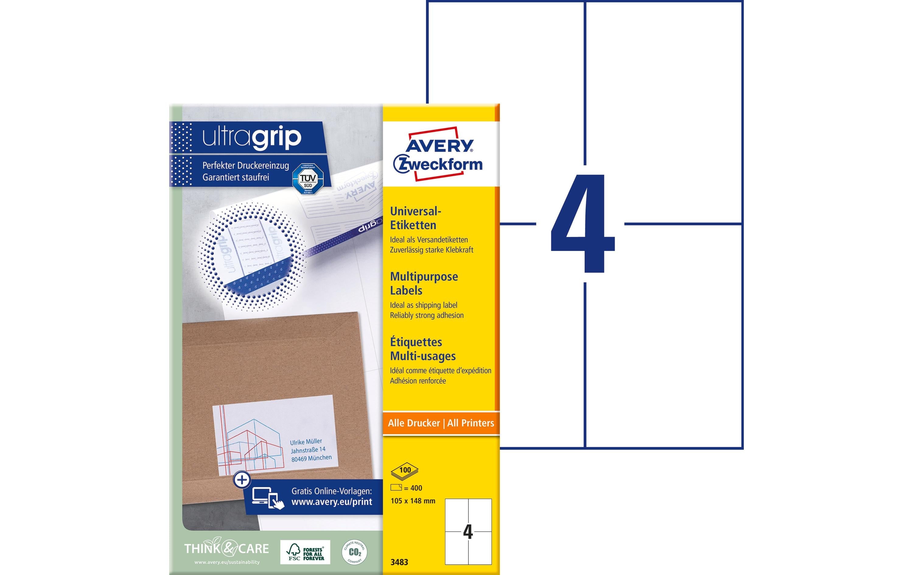 Avery Zweckform Universal-Etiketten 3483 105 x 148 mm, 100 Blatt