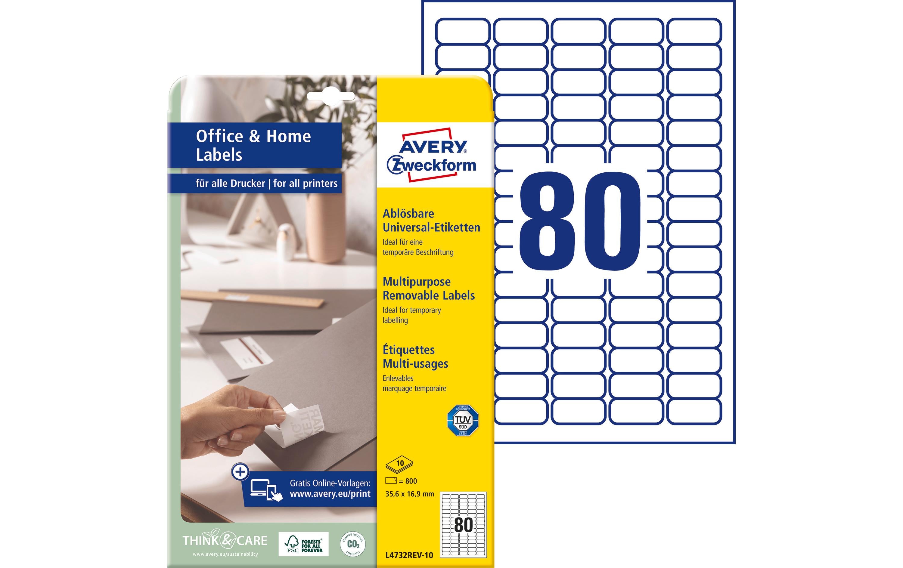 Avery Zweckform Universal-Etiketten L4732REV 35.6 x 16.9 mm, 10 Blatt