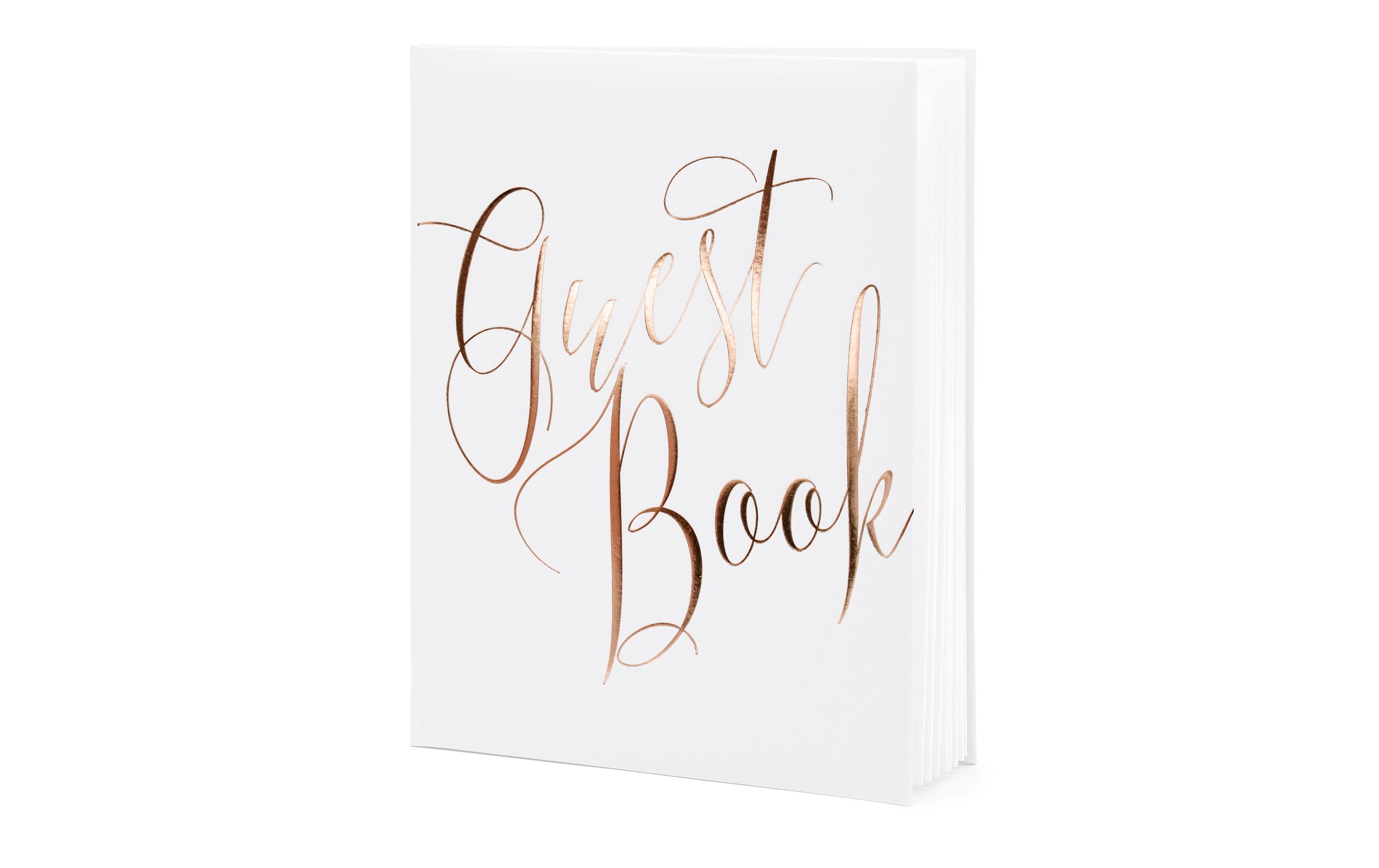 Partydeco Gästebuch Guest Book 20 x 24.5 cm, Weiss/Rosegold