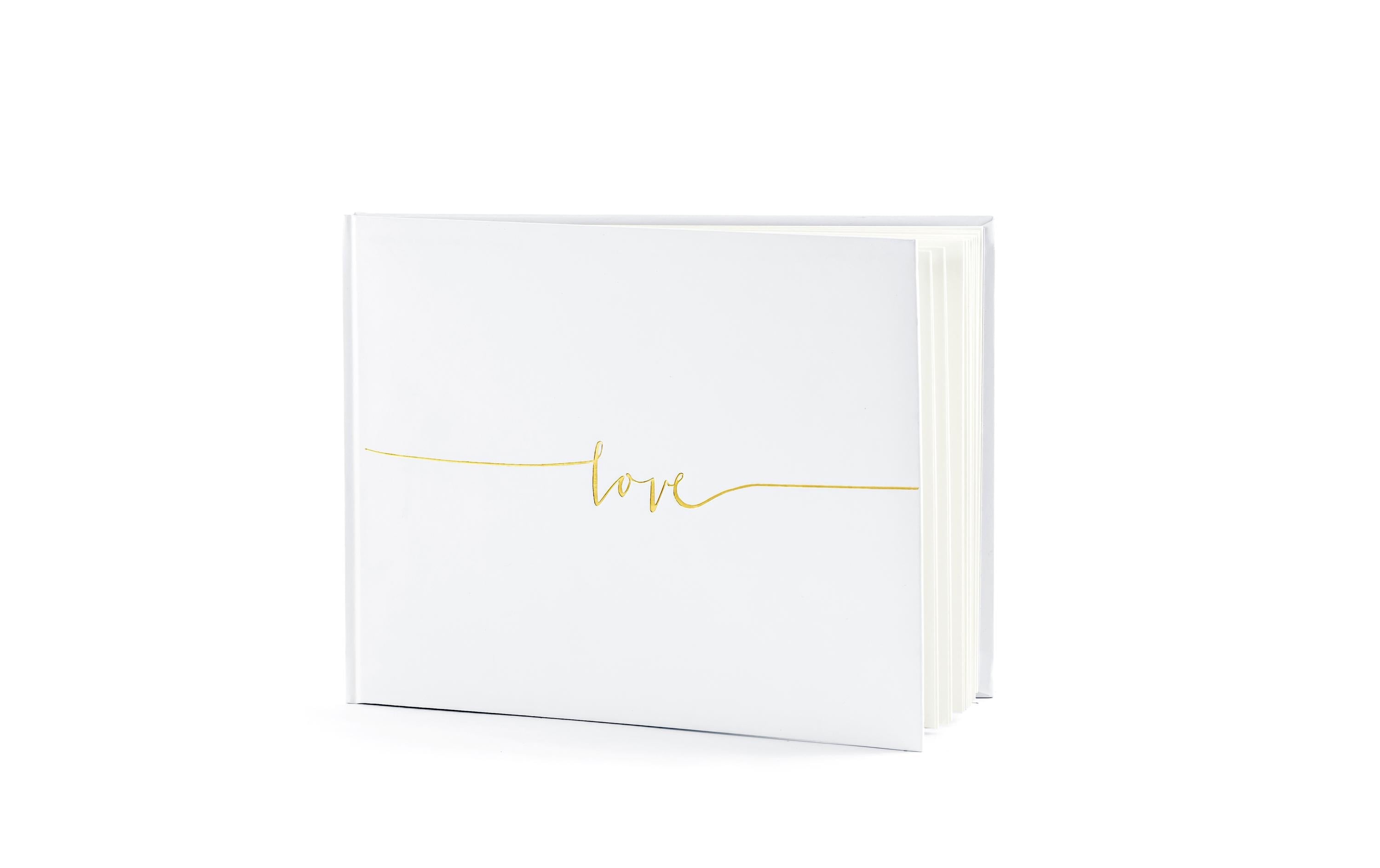 Partydeco Gästebuch Love 24 x 18.5 cm, Weiss/Gold