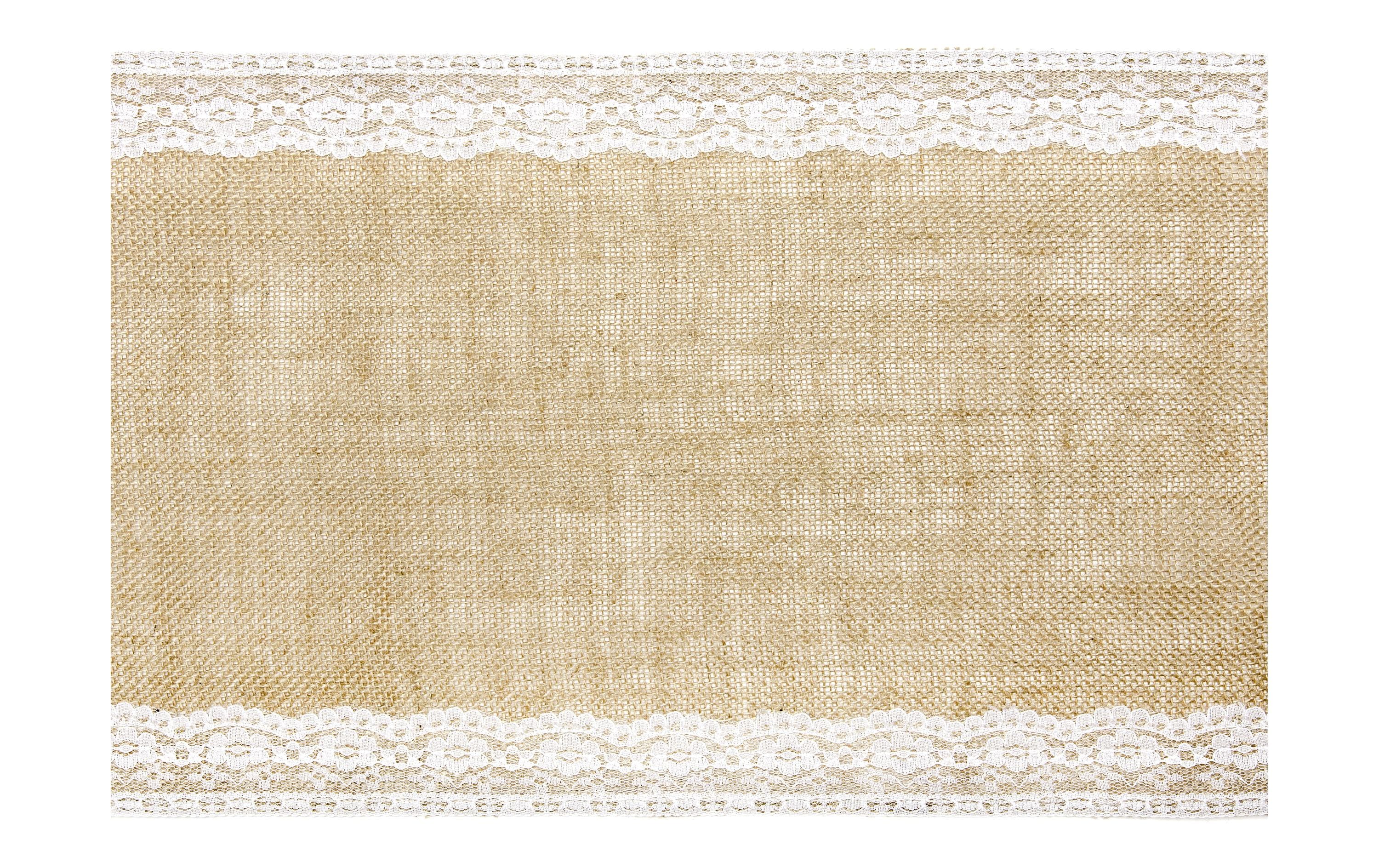 Partydeco Tischläufer Jute mit Spitze 28 cm x 2.75 m, 1 Stück, Braun