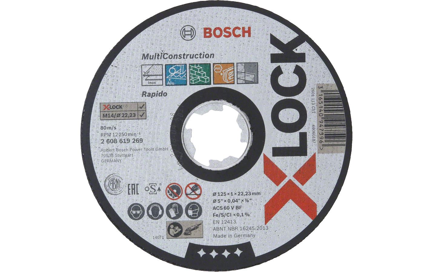 Bosch Professional Trennscheibe gerade X-LOCK Multi Material 125 x 1