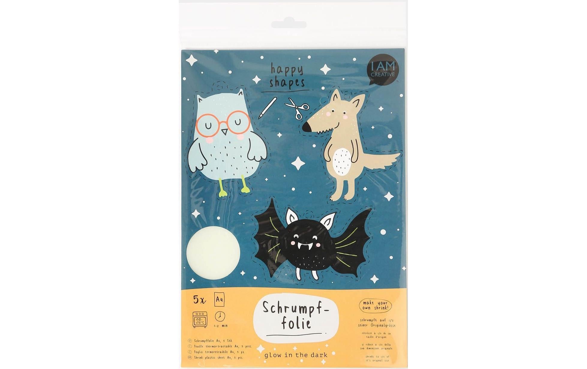 I AM CREATIVE Schrumpffolie Glow in the dark A4, 1 Stück, Weiss