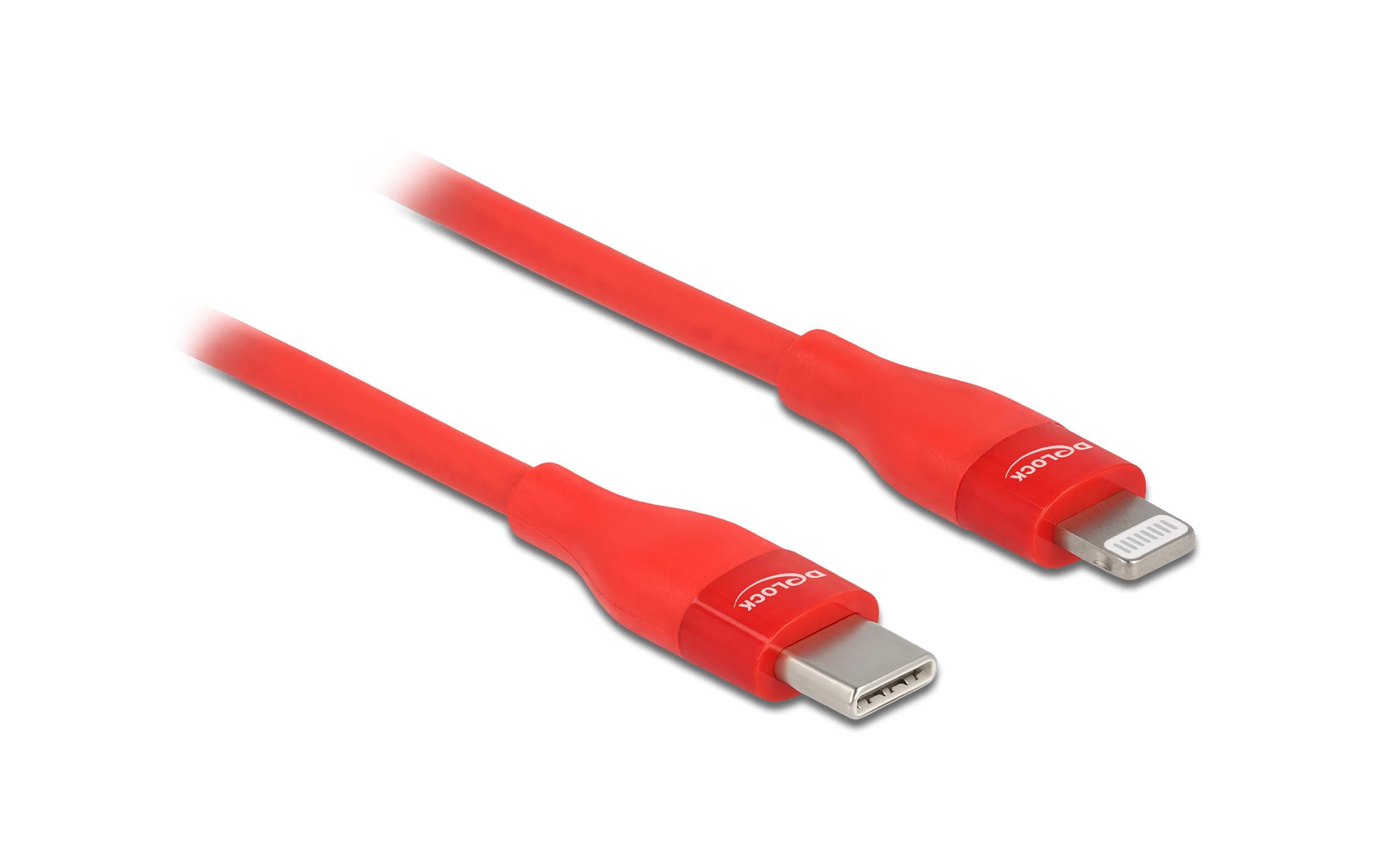 Delock USB-Kabel USB C - Lightning 0.5 m, Rot