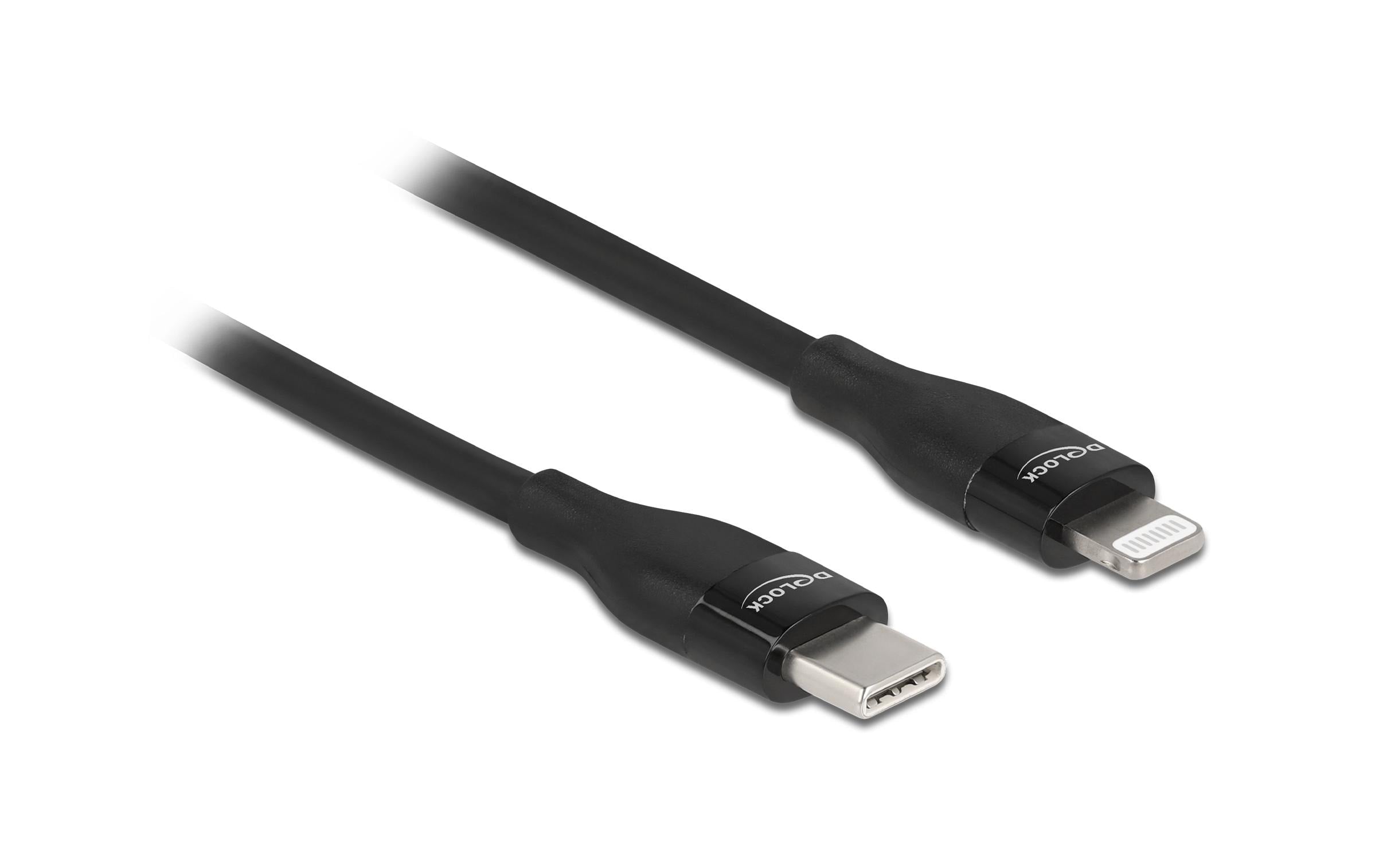 Delock USB-Kabel USB C - Lightning 0.5 m, Schwarz
