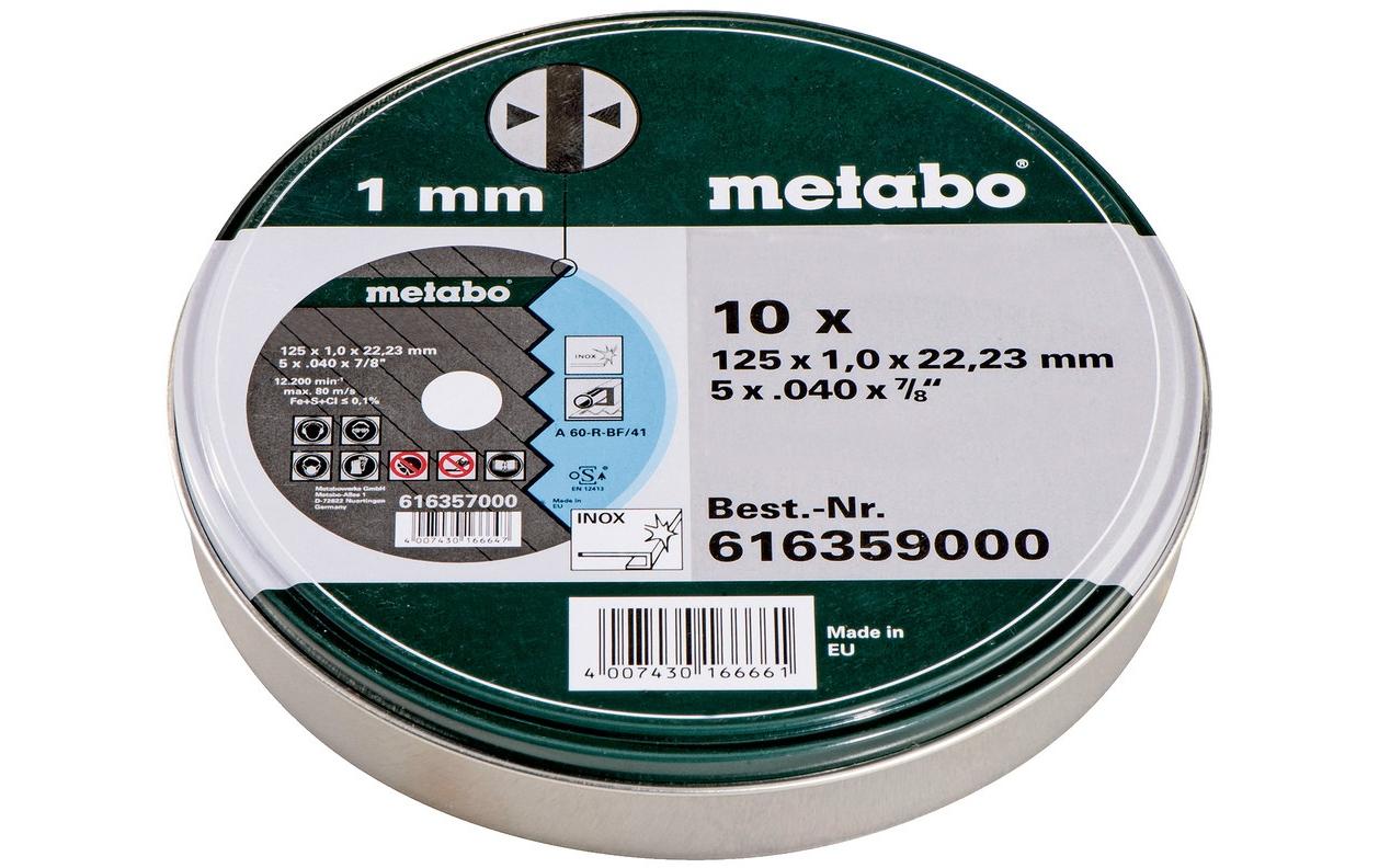 Metabo 125 x 1.0 x 22.23 mm, 10 Stück, in Dose