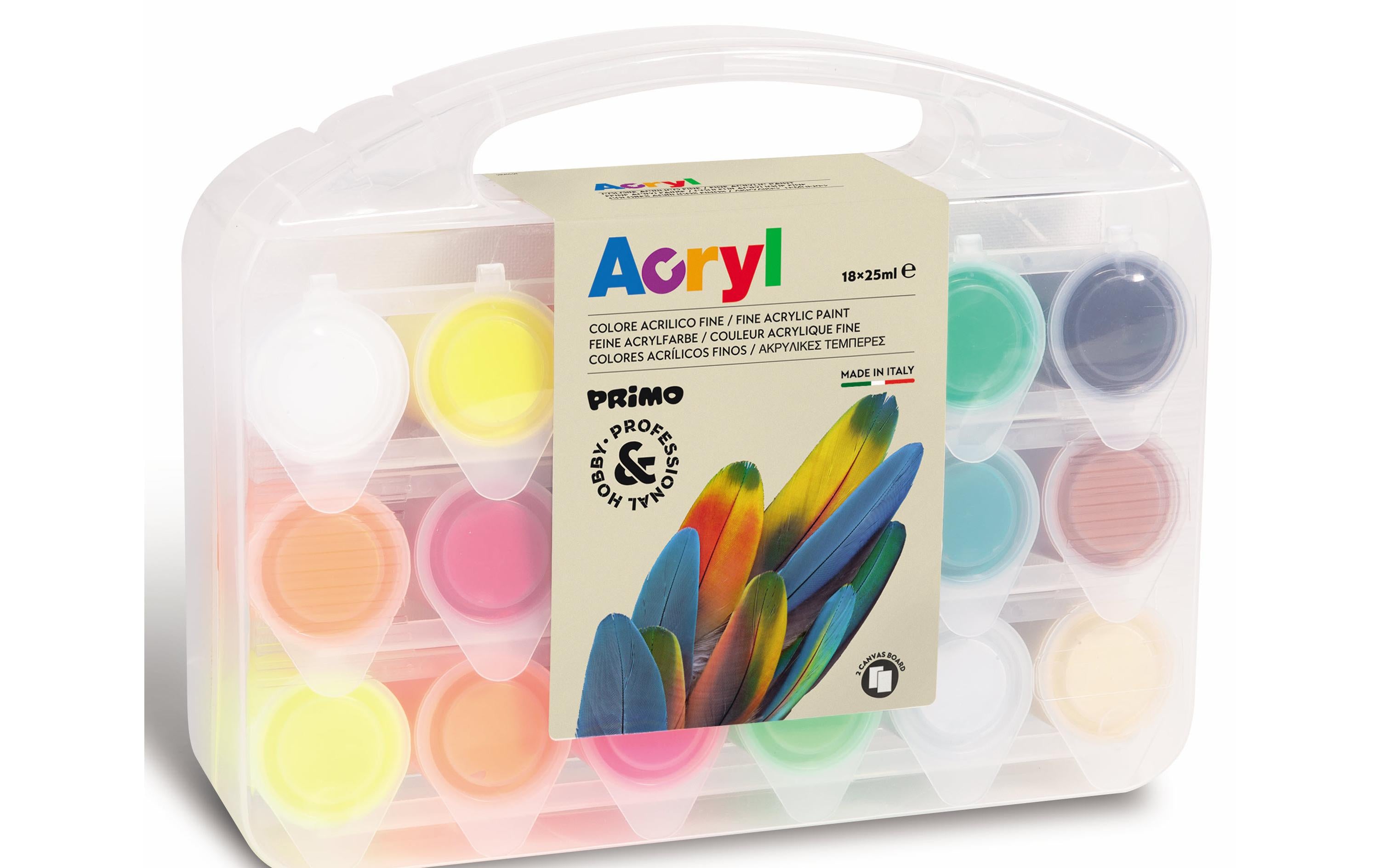 Primo Acrylfarbe 18 x 25 ml, mehrfarbig