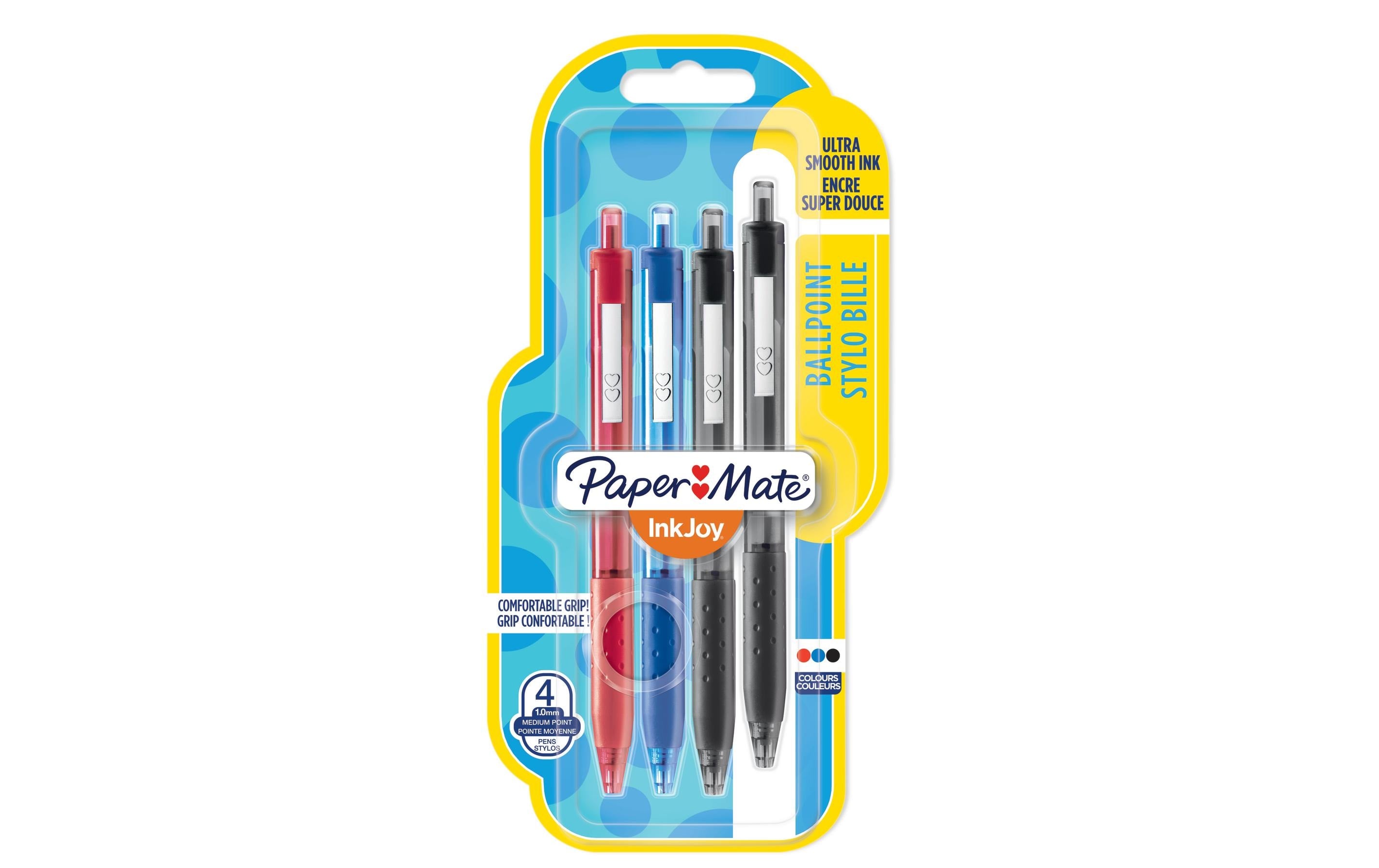Paper Mate Kugelschreiber Inkjoy 300 RT 1 mm, Rot/Blau/Schwarz, 4 Stück