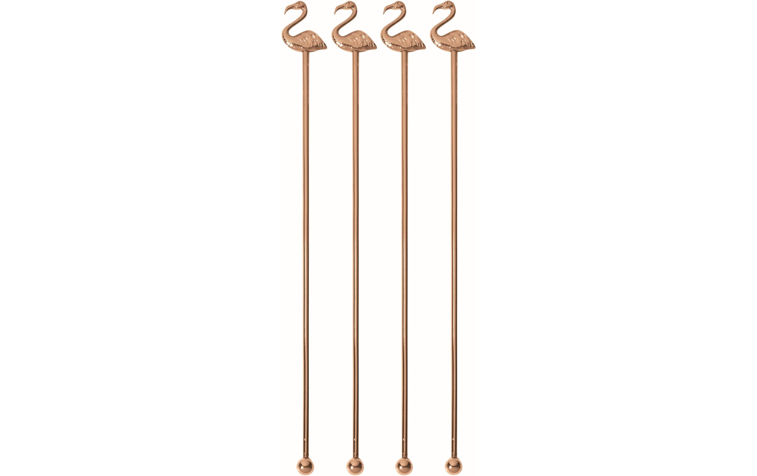 Paderno Cocktailrührer Flamingo 4 Stück, Rosé/Kupfer