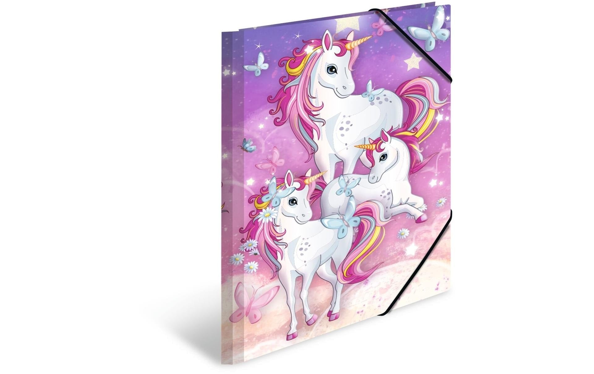 HERMA Gummibandmappe Einhorn A4, Mehrfarbig/Rosa