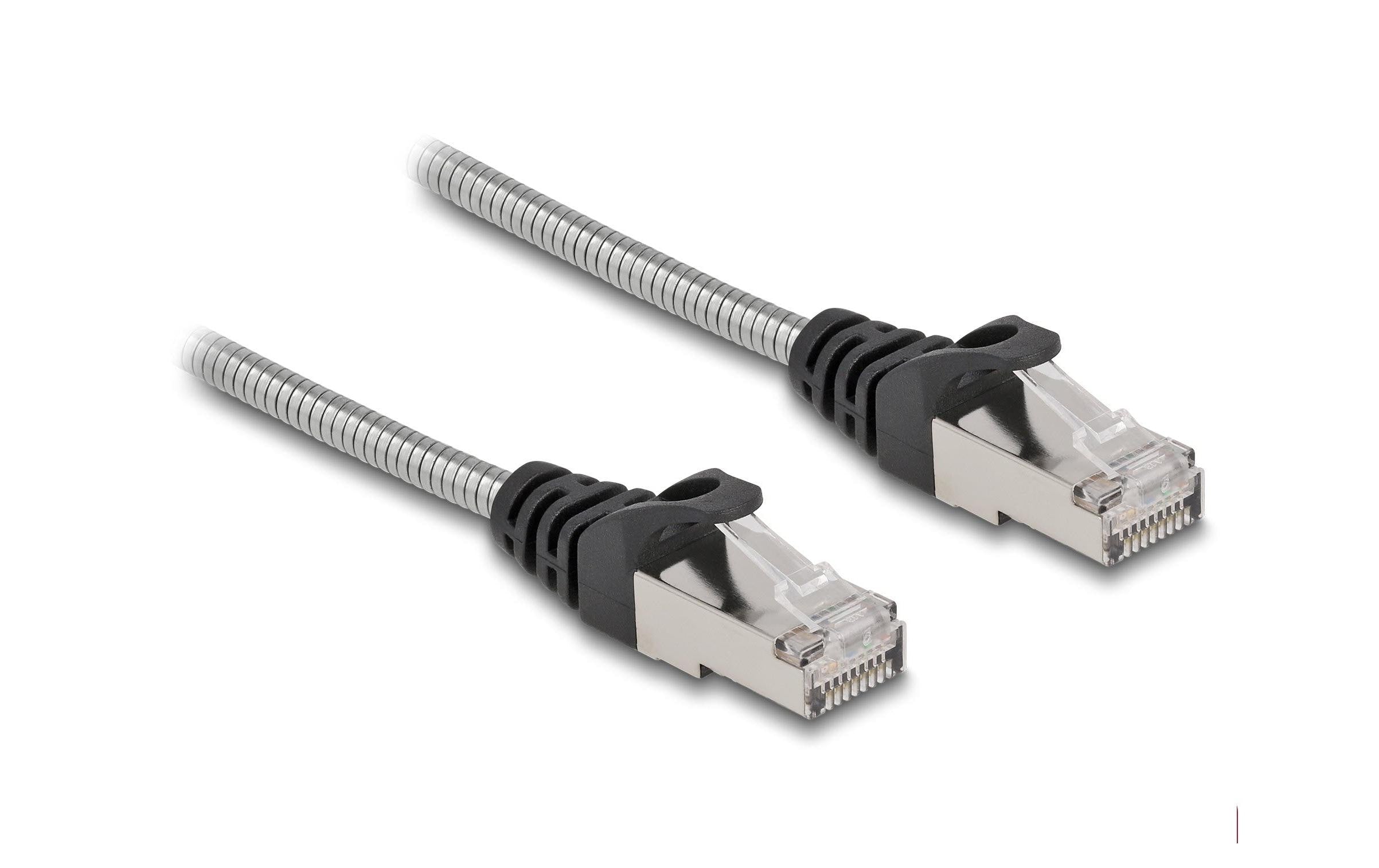 Delock Patchkabel mit Metallmantel Cat 6A, U/FTP, 1 m, Silber