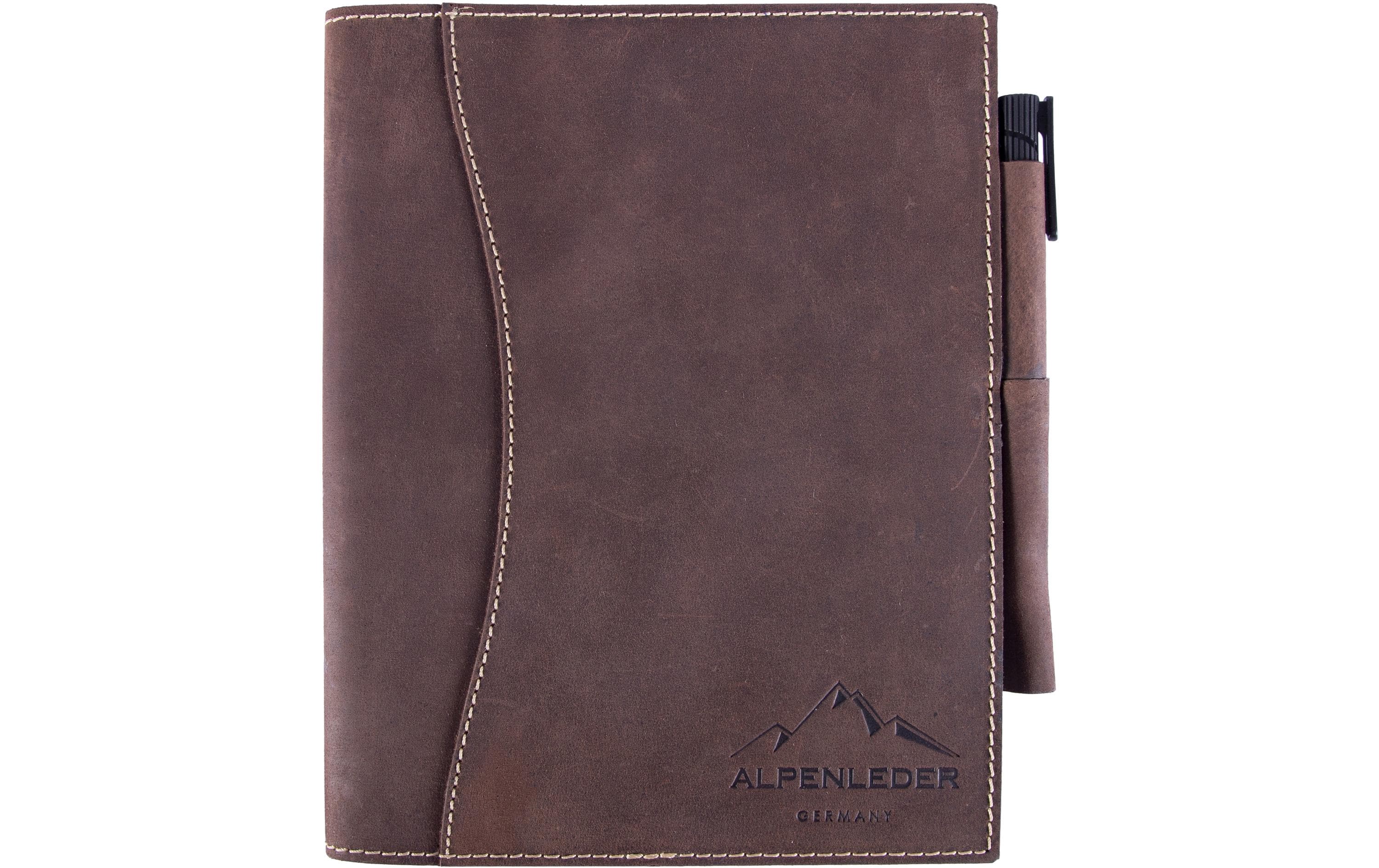 Alpenleder Notizbuch Schiller A5, liniert, Büffelleder Braun