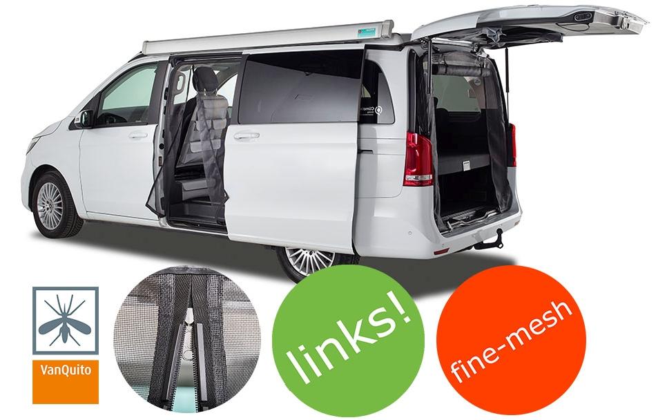 Van Quito Schiebetürenmoskitonetz, Magnet RV, links Mercedes Benz