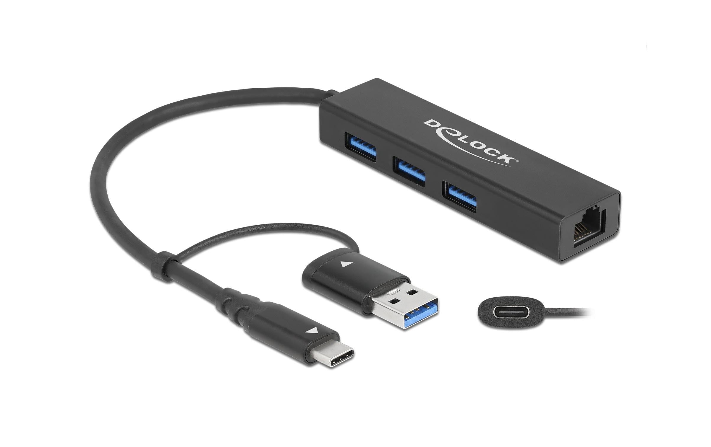 Delock USB-Hub 3.0 Typ-C + LAN