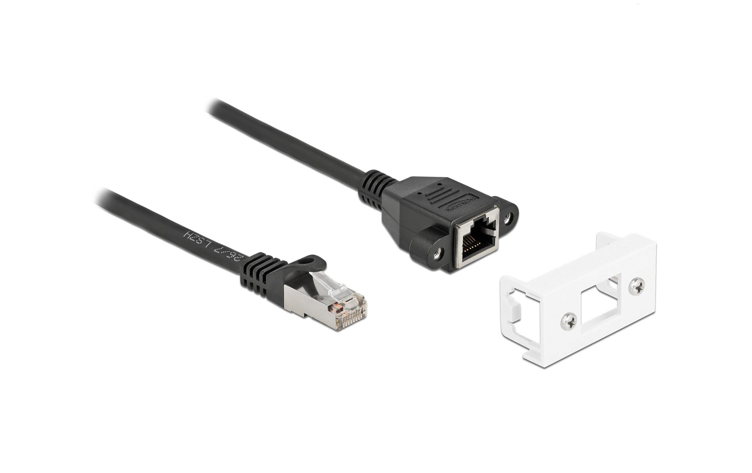 Delock Patchkabel für Easy 45 Modul Cat 6A, S/FTP, 0.5 m, Schwarz