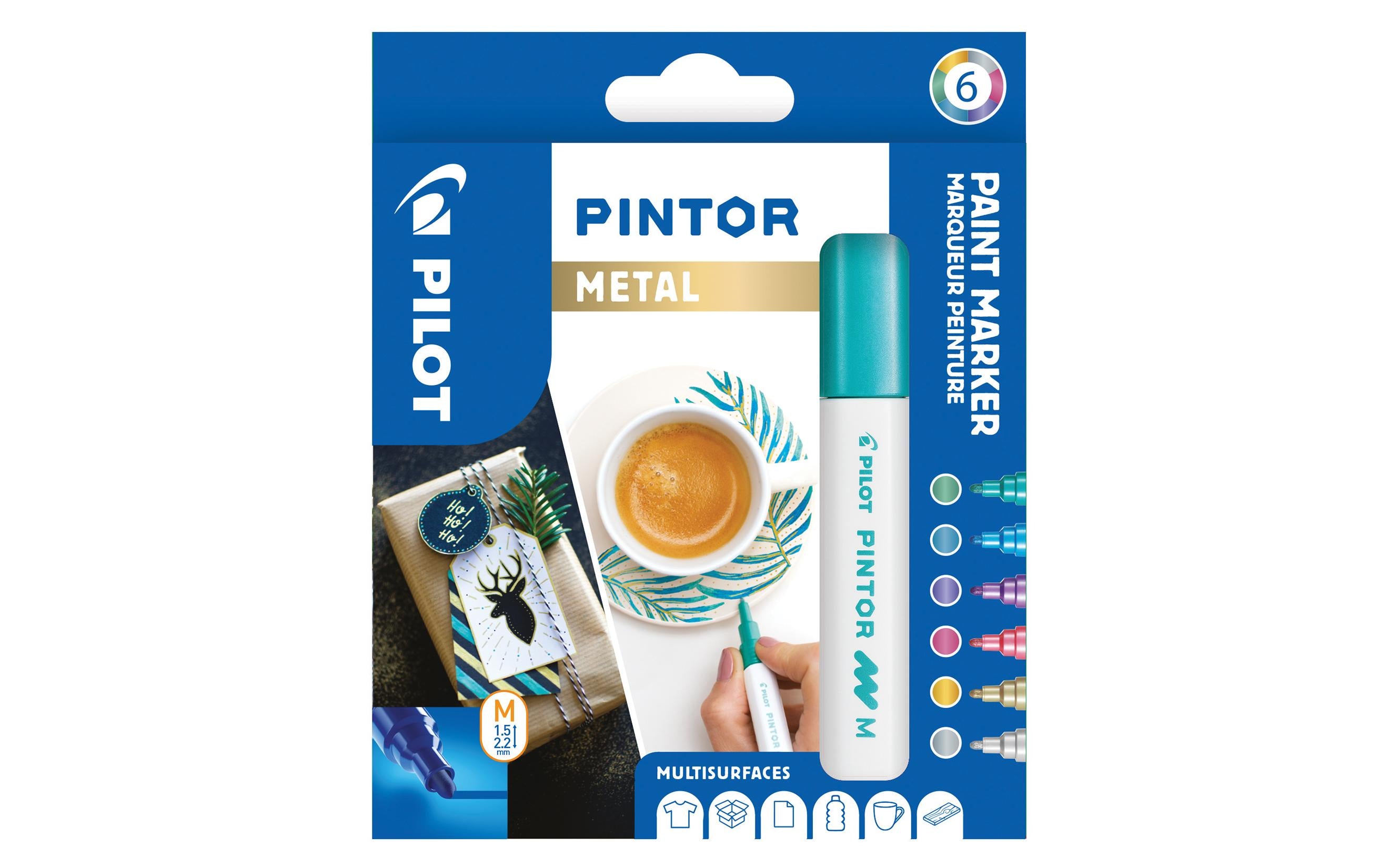 Pilot Permanent-Marker Pintor Metal Medium, 6-er Set