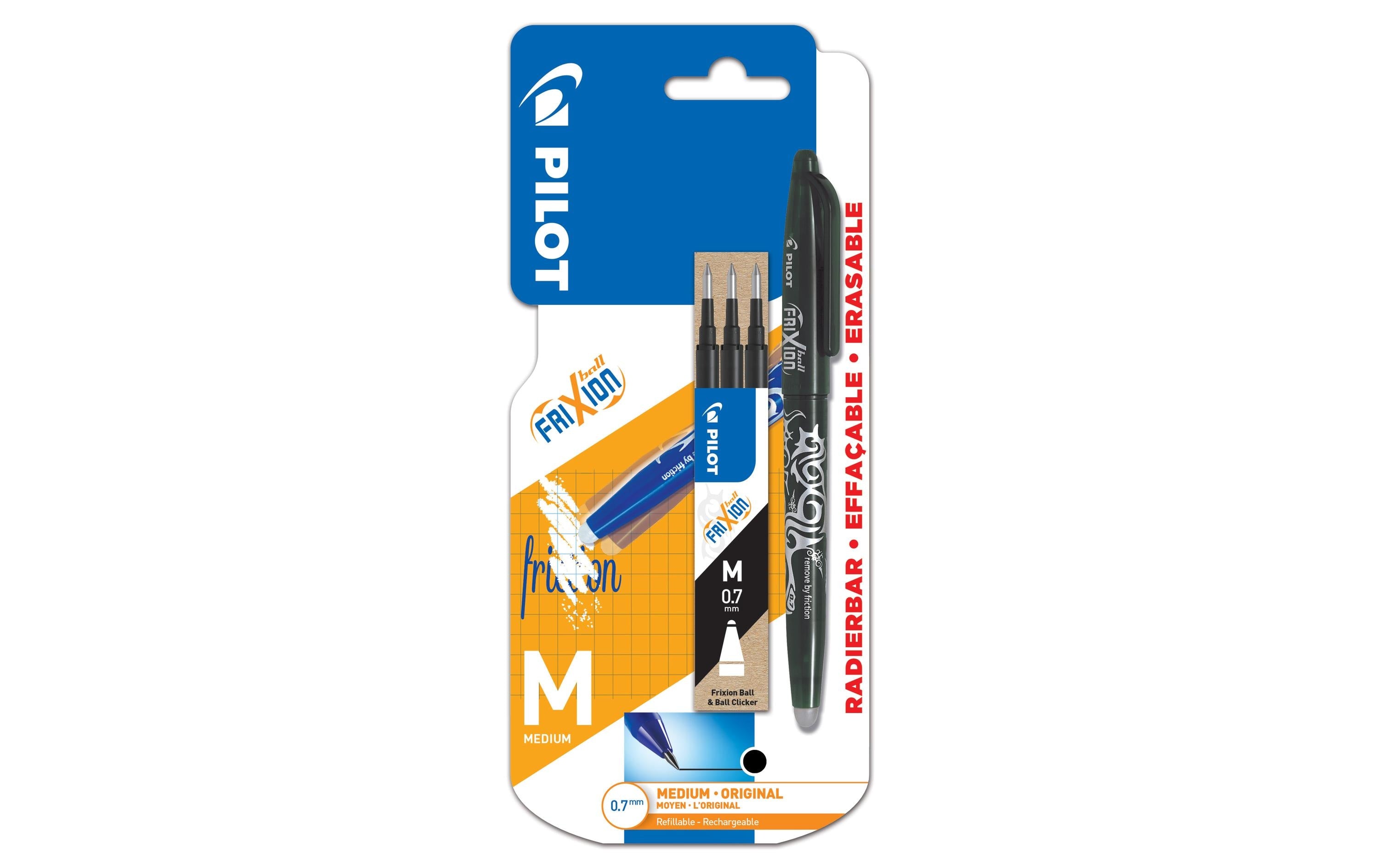 Pilot Rollerball FriXion ball 3 x Refill 0.7 mm, Schwarz