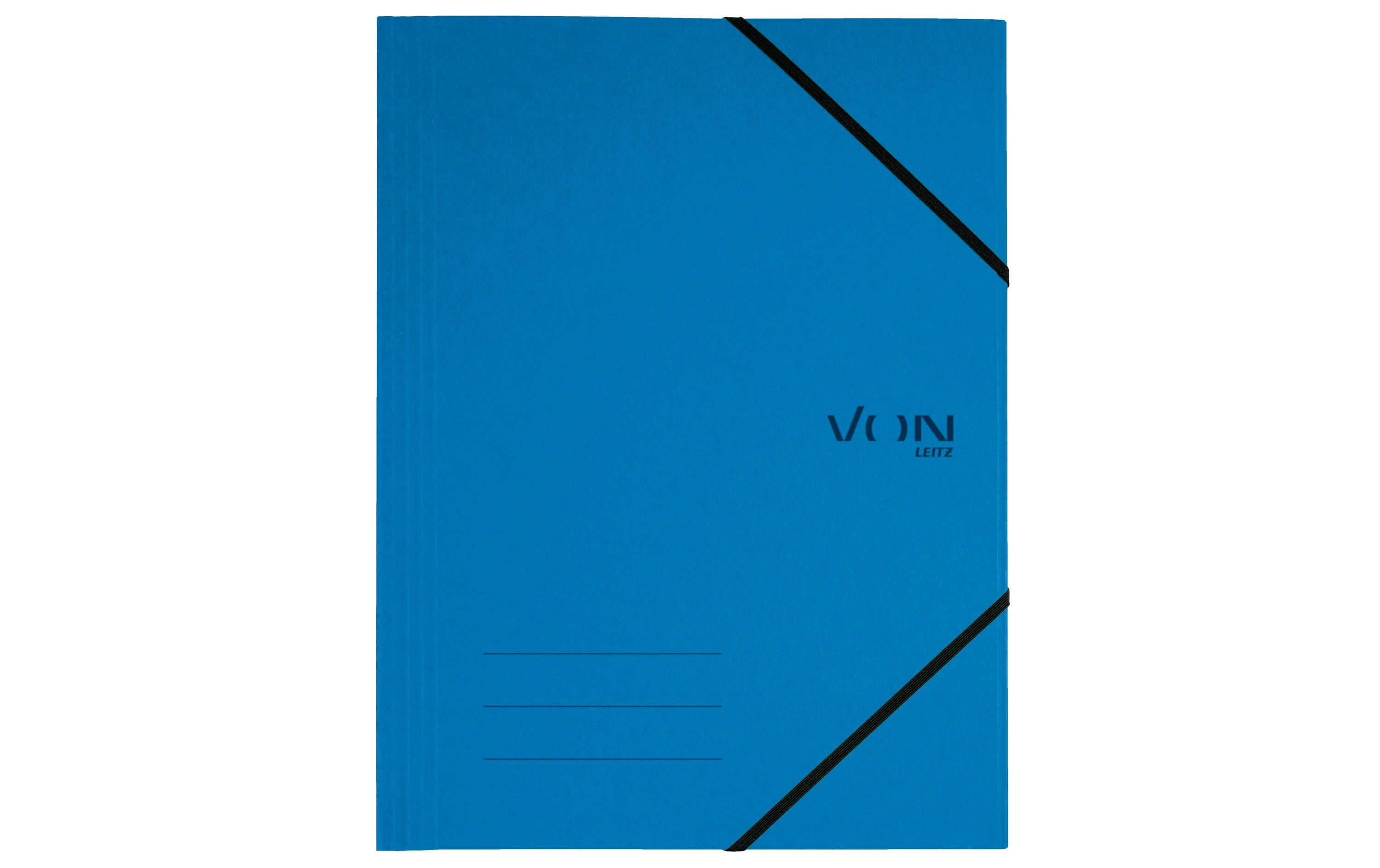VON Gummibandmappe A4, Blau, 5 Stück