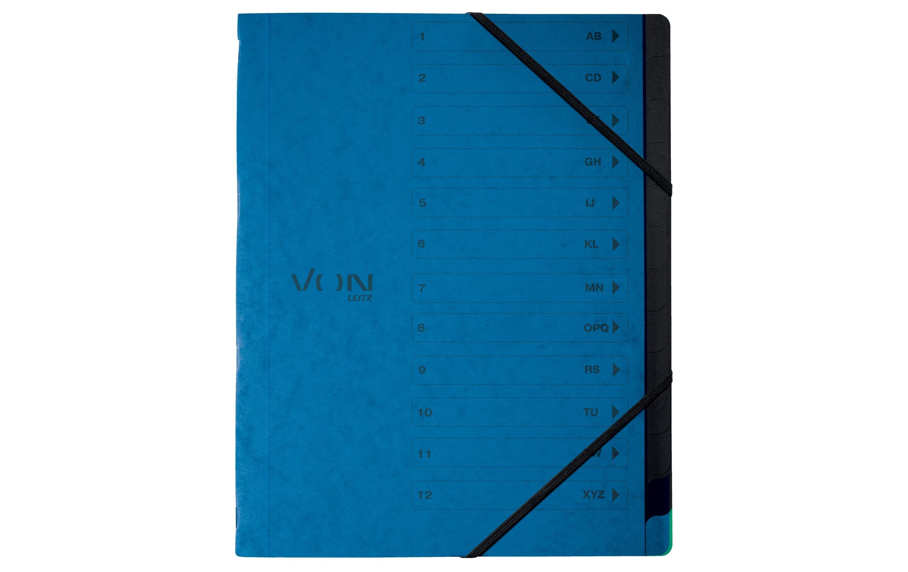 VON Ordnungsmappe Ordnungsmappe 12 Fächer mit 12 Fächern, Blau