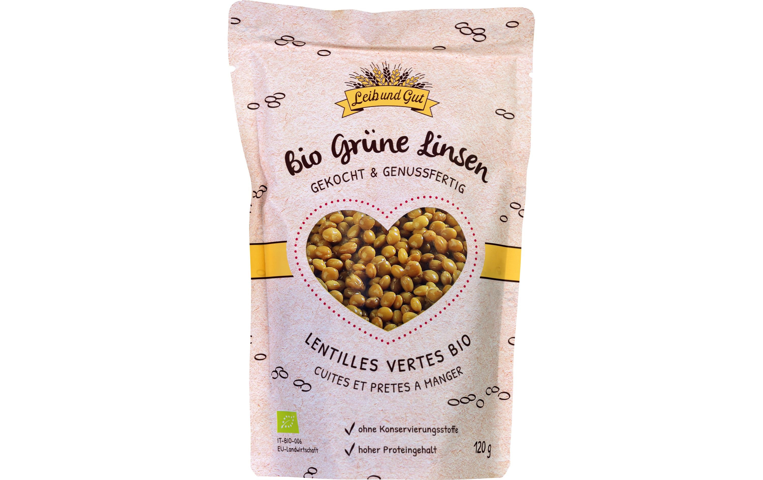 Leib und Gut Bio Grüne Linsen gekocht 120 g