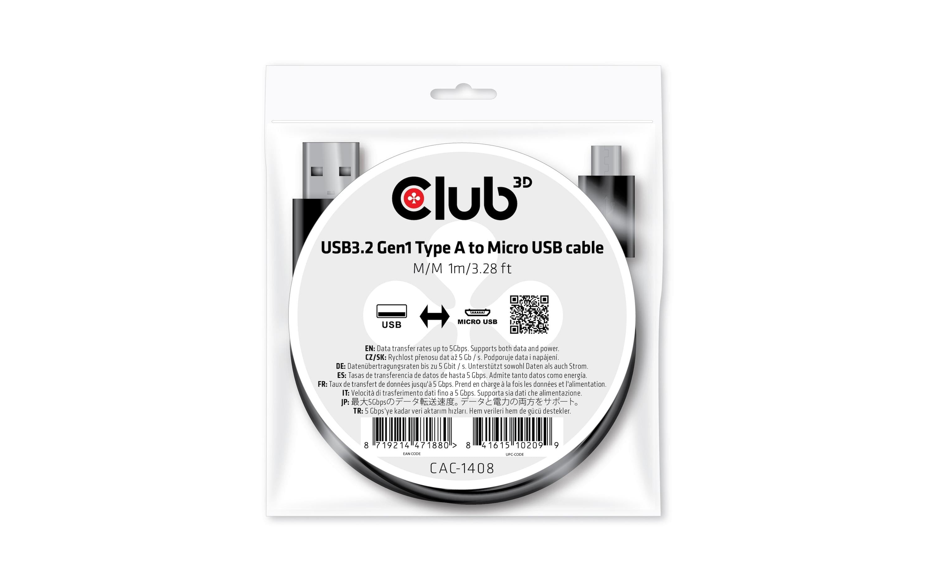 Club 3D USB-Kabel CAC-1408 USB A - Micro-USB B 1 m
