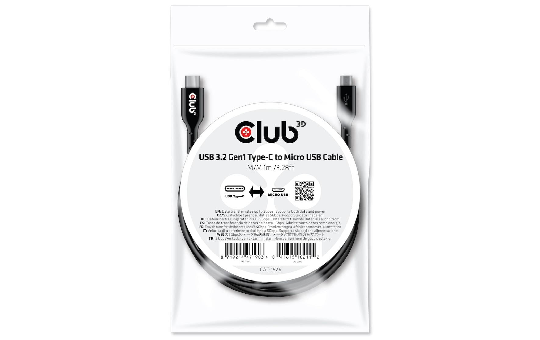 Club 3D USB-Kabel CAC-1526 USB C - Micro-USB B 1 m