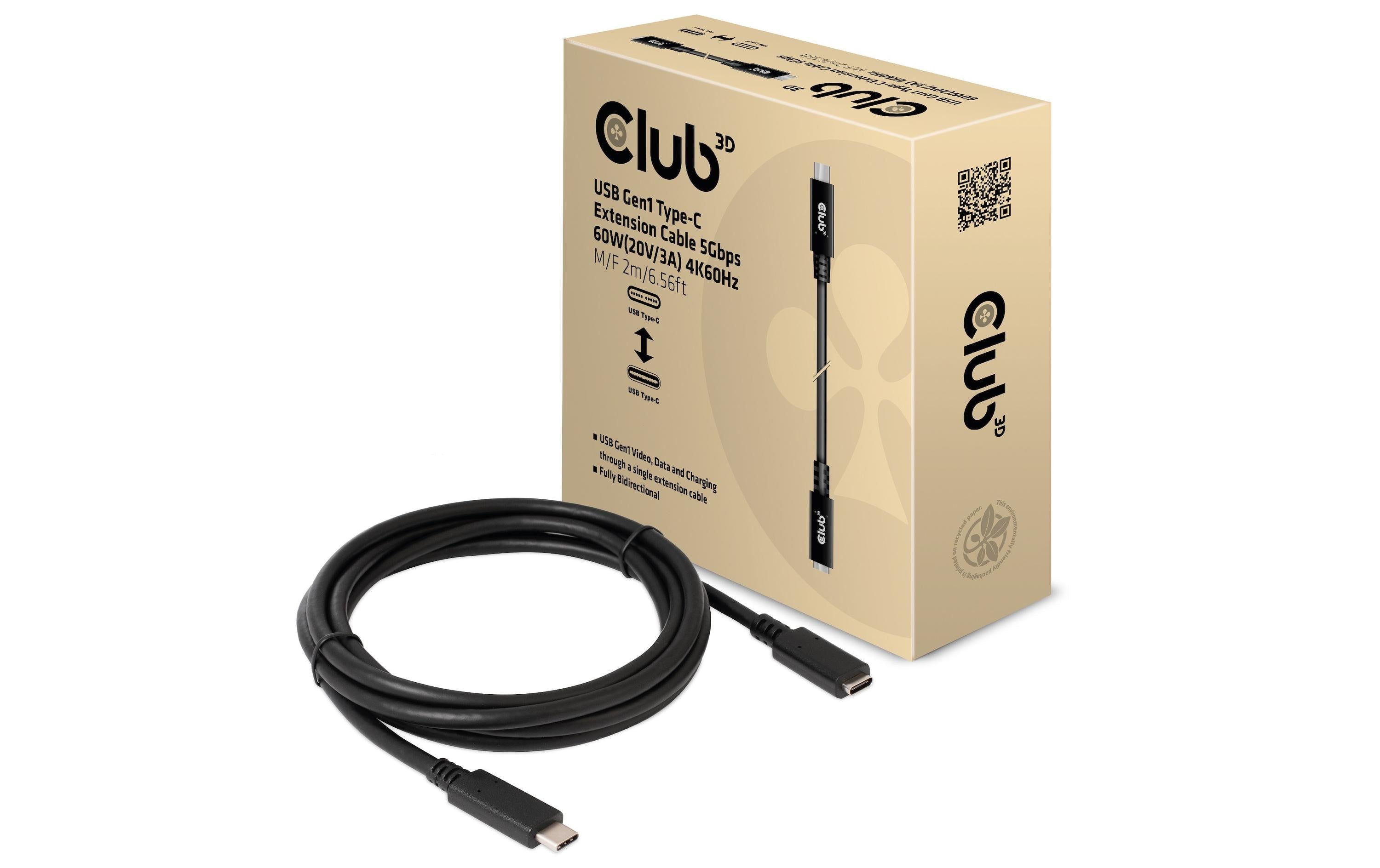 Club 3D USB 3.0-Verlängerungskabel CAC-1529 USB C - USB C 2 m