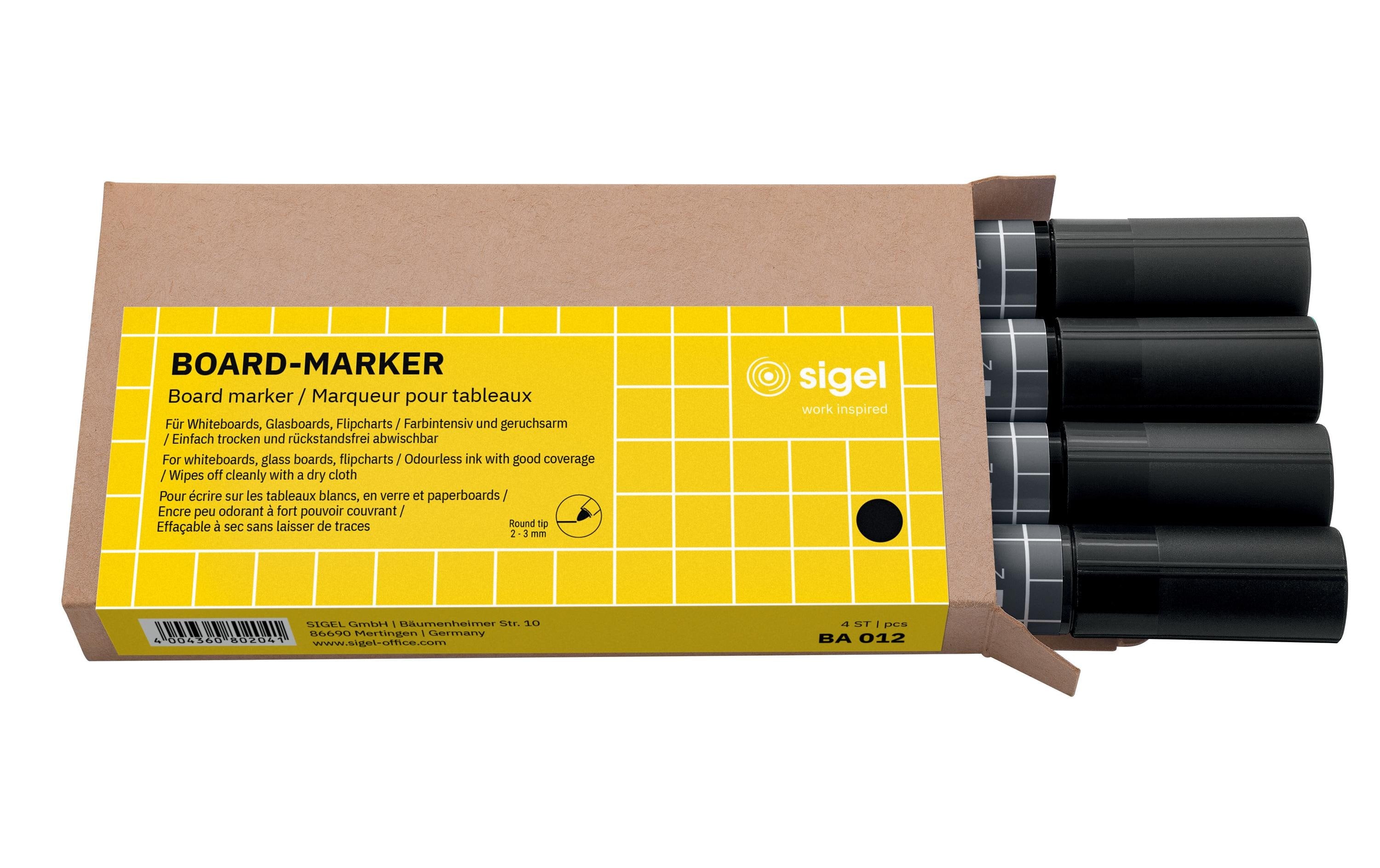 Sigel Whiteboard-Marker 4 Stück, Schwarz