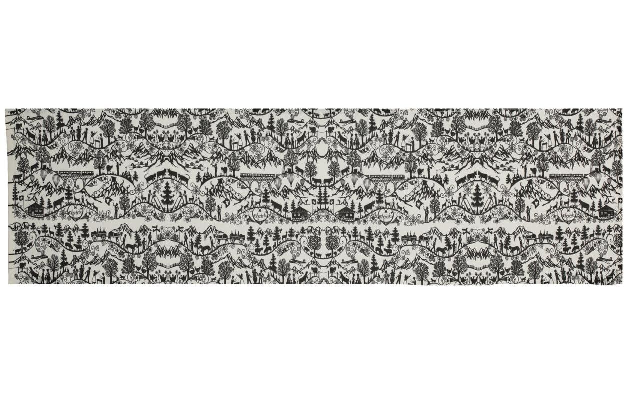 Hubatka Tischläufer Swissness 35 cm x 1.35 m, Schwarz/Weiss