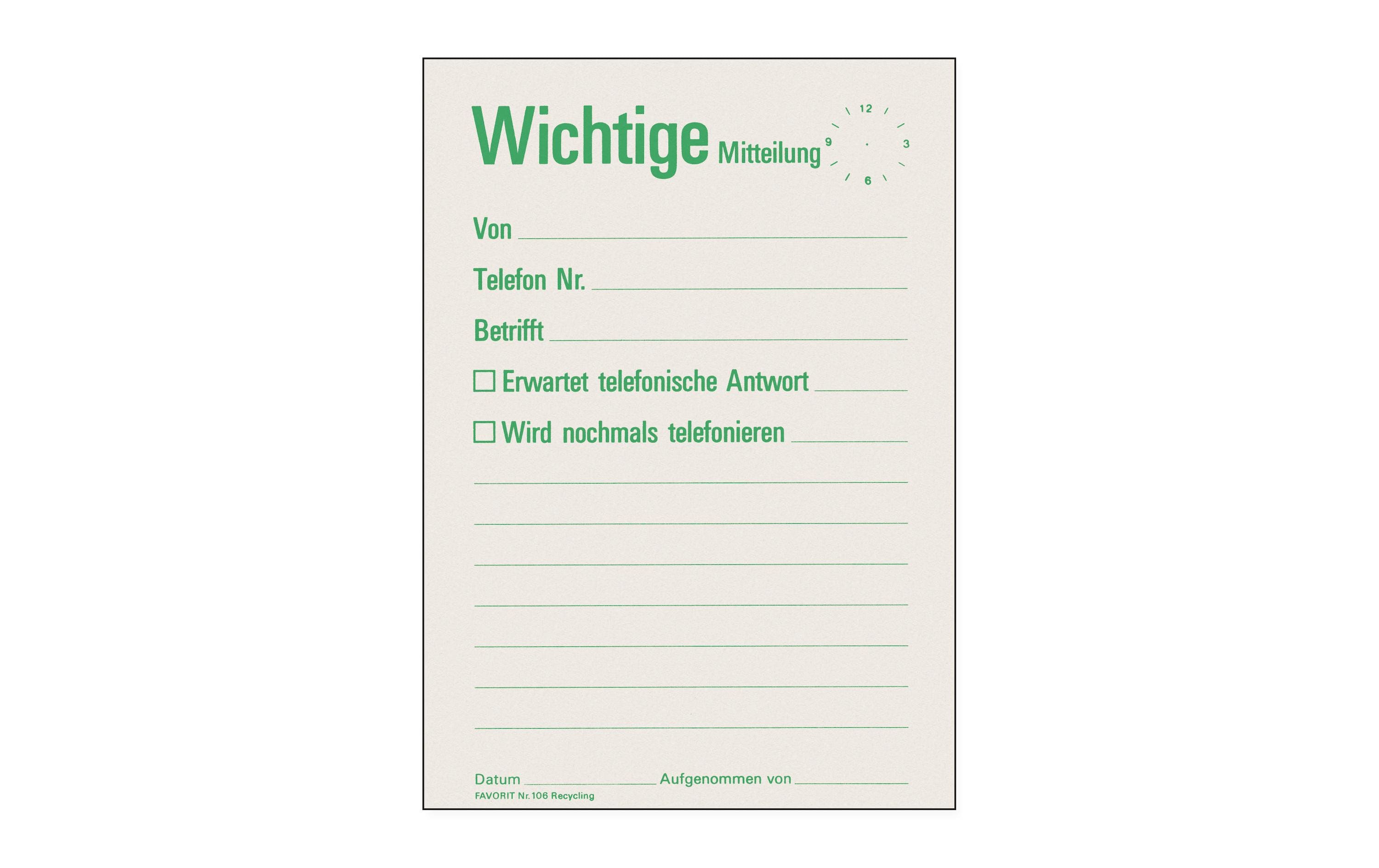 Favorit Durchschreibeblock A6 Wichtige Mitteilung, 60 Blatt