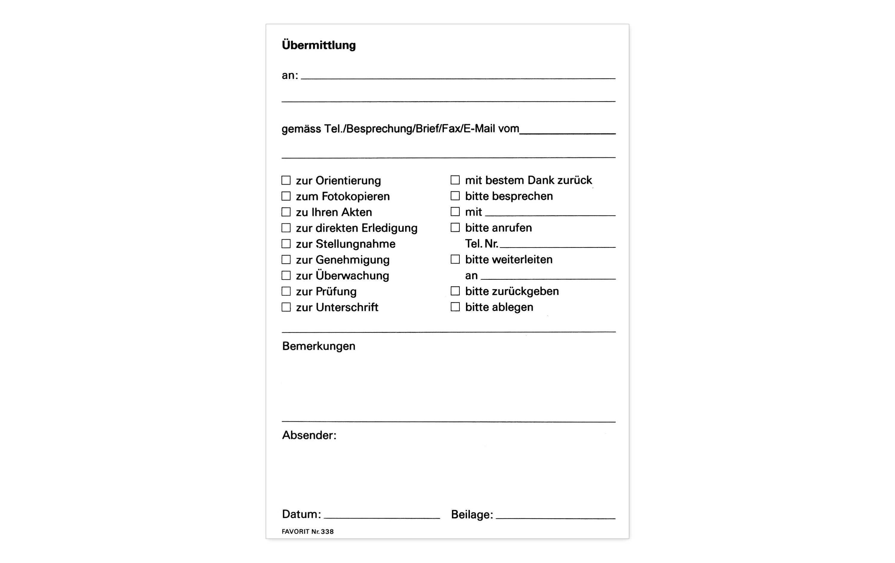 Favorit Durchschreibeblock A6 Übermittlungen, 60 Blatt