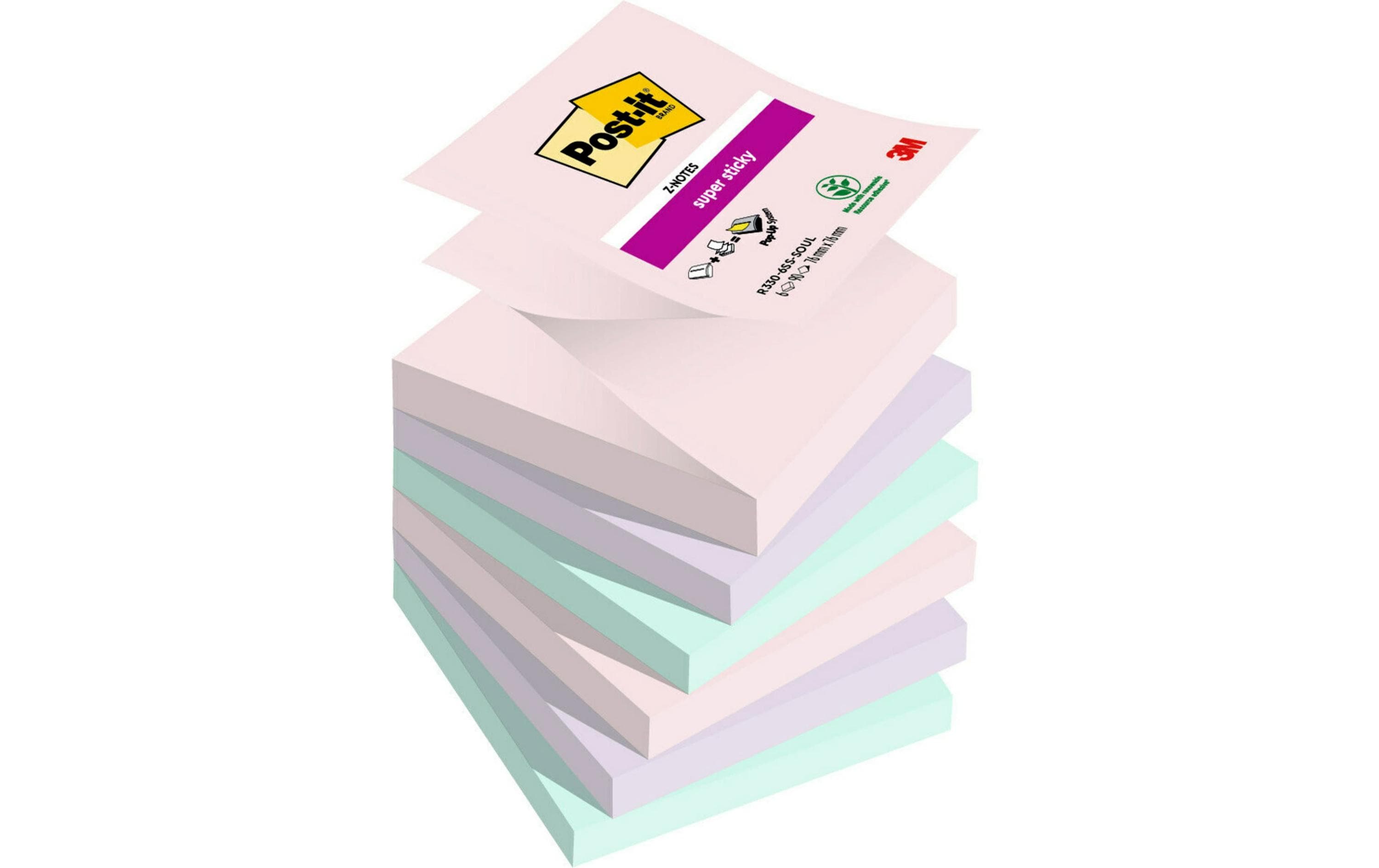 Post-it Notizzettel Super Sticky Soulful Collection, 76 x 76 mm