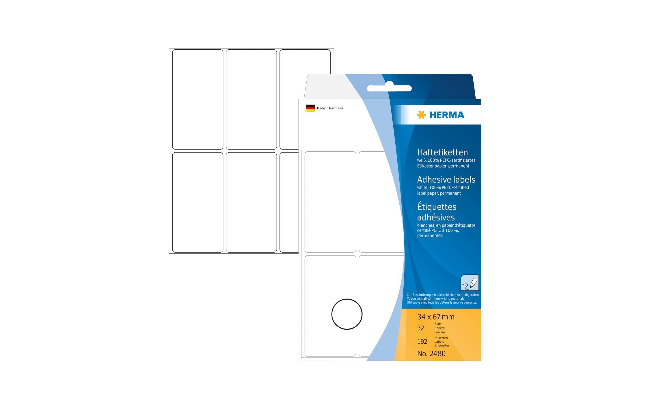 HERMA Universal-Etiketten 3.4 x 6.7 cm, 192 Etiketten