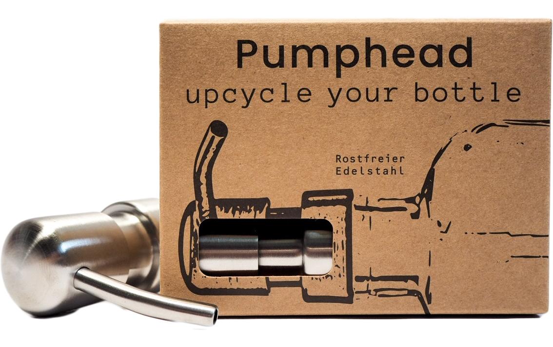 Pumphead Seifenpumpe für Glasgetränkeflaschen Silber