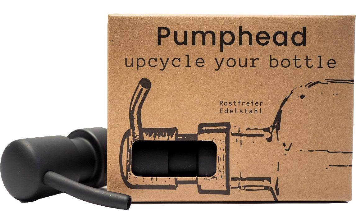 Pumphead Seifenpumpe für Glasgetränkeflaschen Schwarz