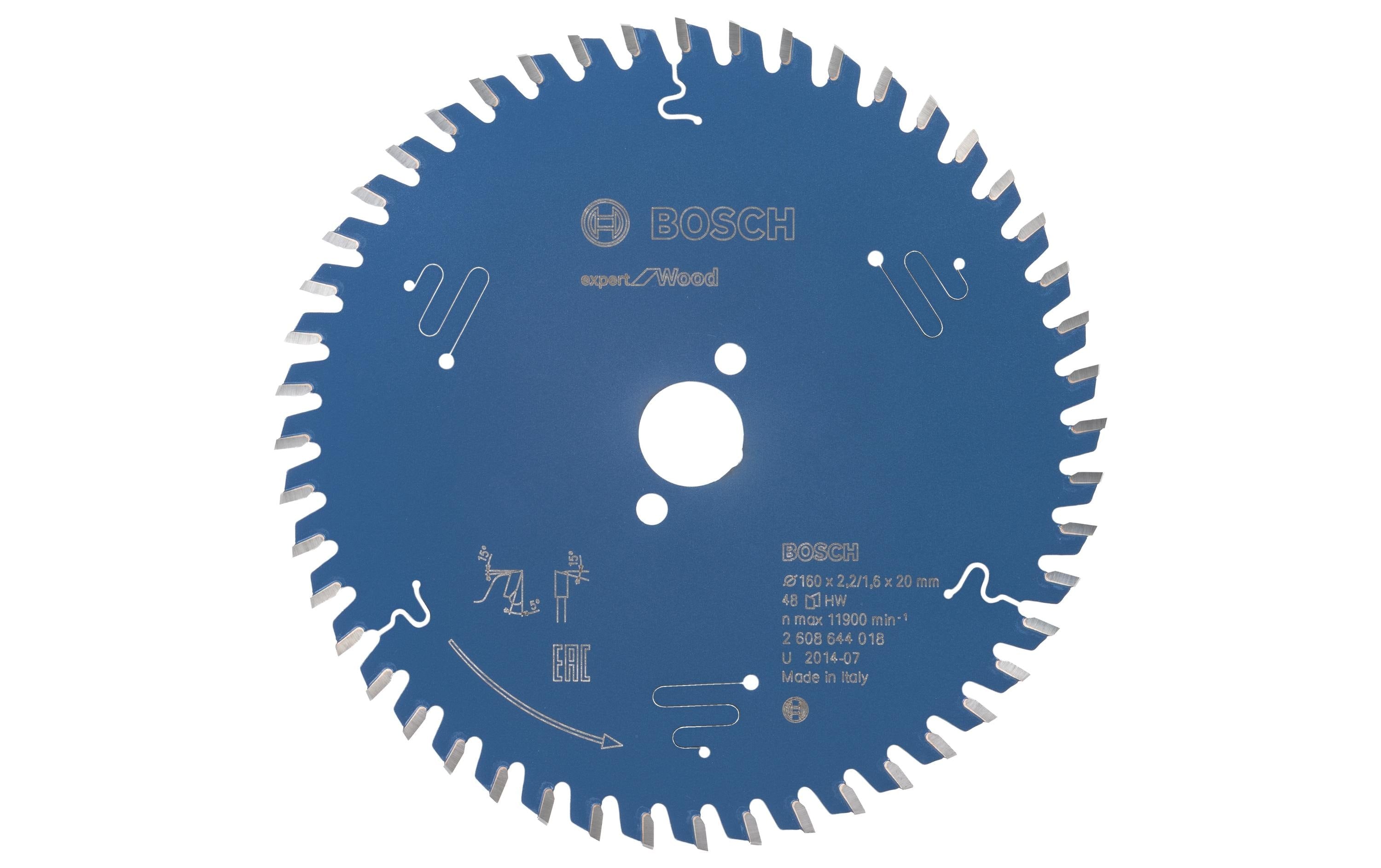 Bosch Professional Kreissägeblatt Expert for Wood, 160 x 20 x 2.2 mm, Z 48